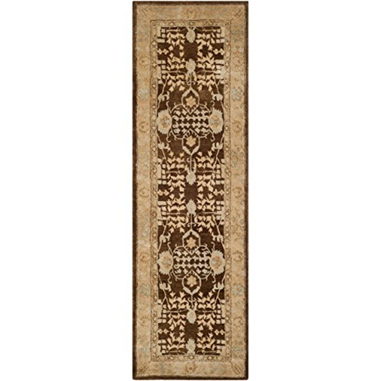 Light Brown and Beige Hand-Tufted Wool Runner Rug