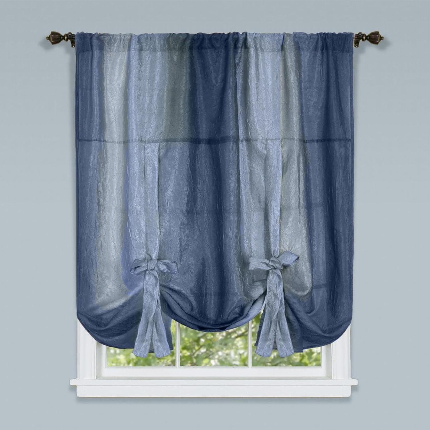 Serene Blue Ombre Sheer Tie-Up Shade - 50" x 63"