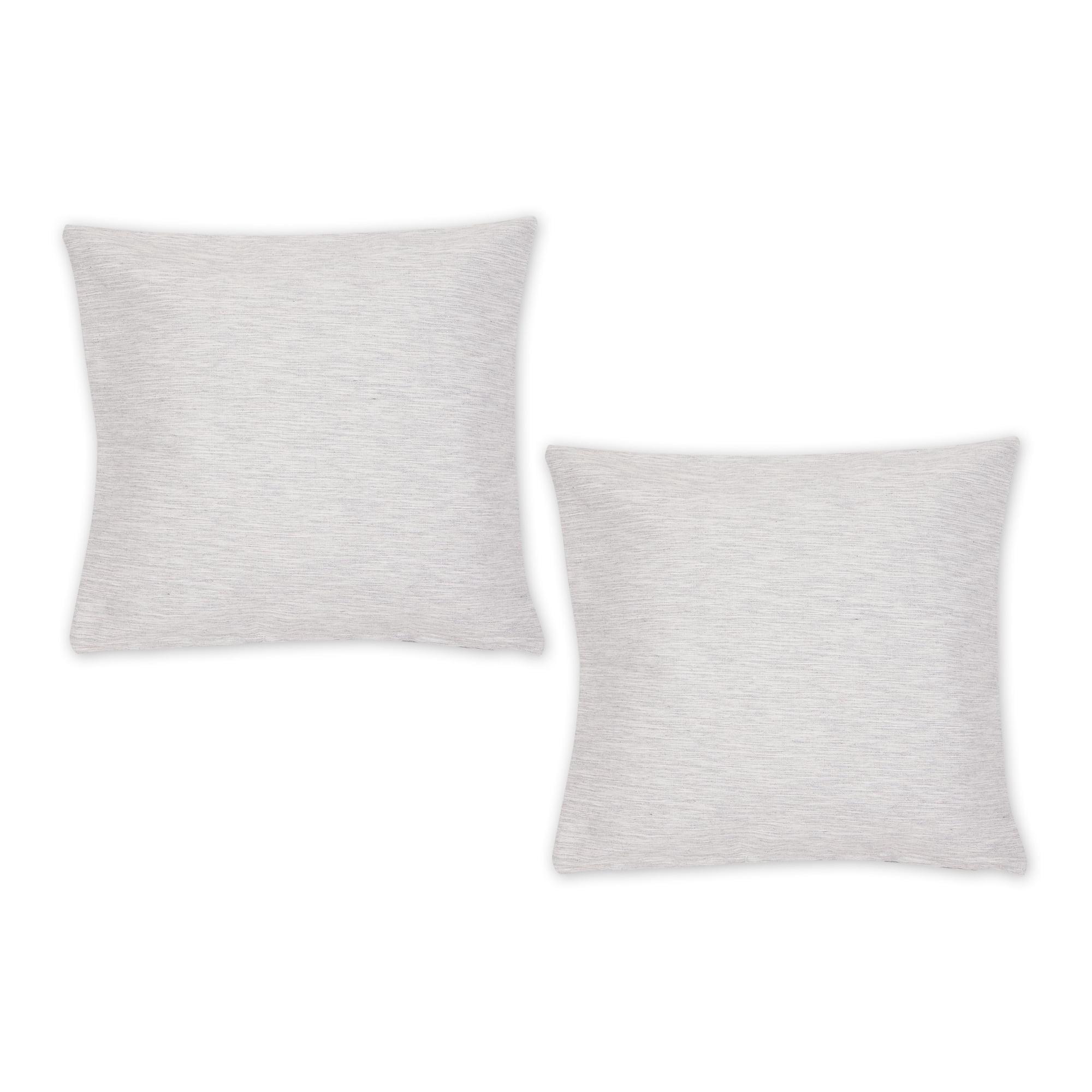 2pc 18"x18" Tonal Recycled Cotton Square Throw Cover Light Gray/Off-White - Design Imports: Zipper Closure, Indoor Use