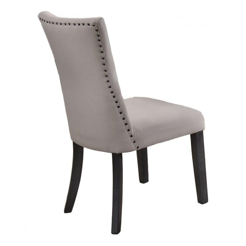 Light Gray Fabric Dining Chairs with Tufted Seat and Gray Wood (Set of 2)