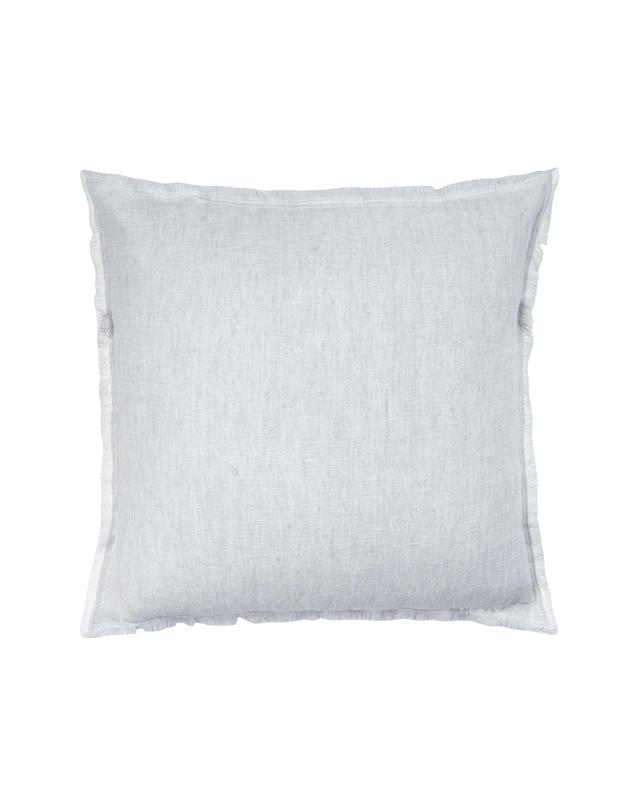 Light Grey Fringe Soft Linen Pillow with Down Insert 20x20