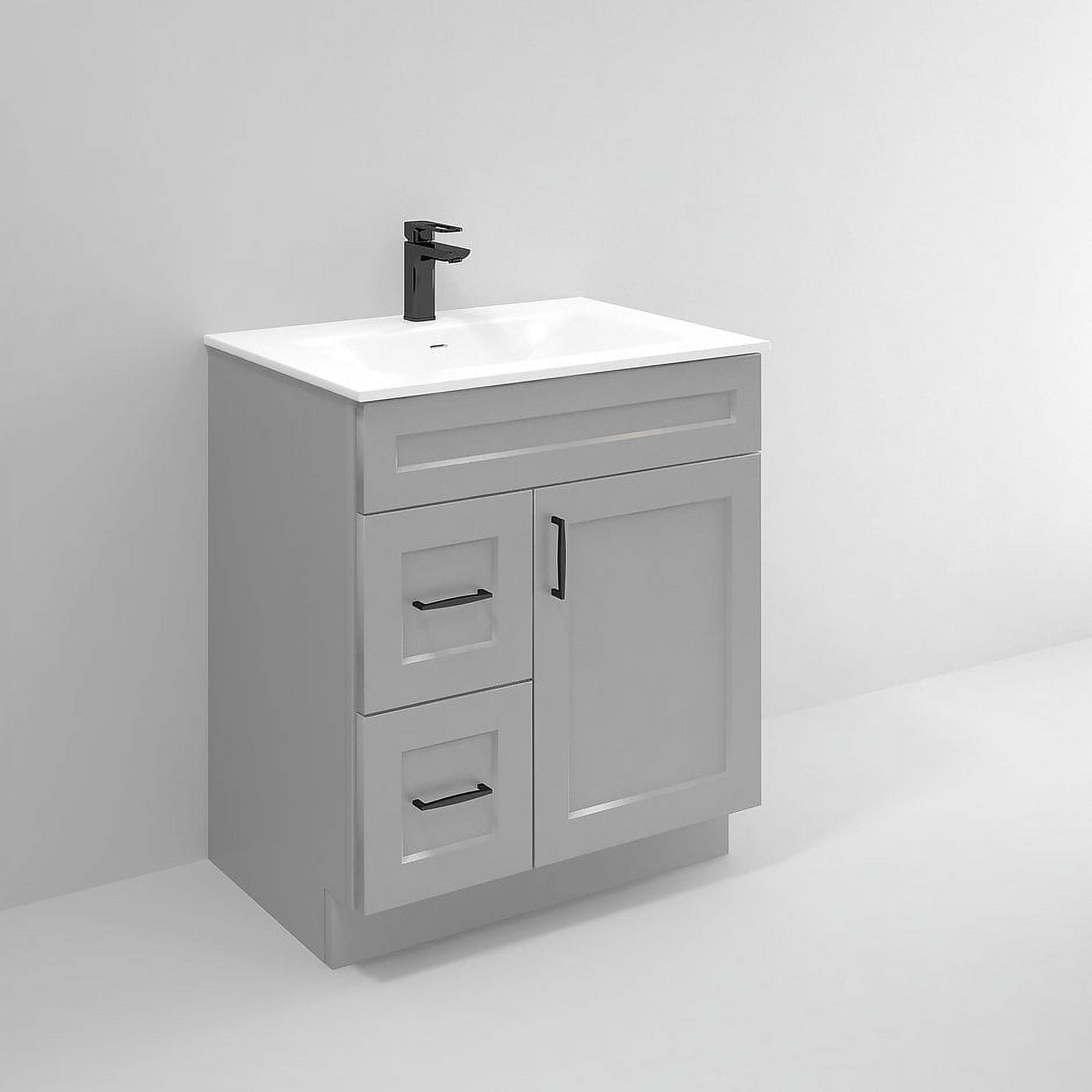 Light Gray Shaker 30" Bathroom Vanity with Drawers