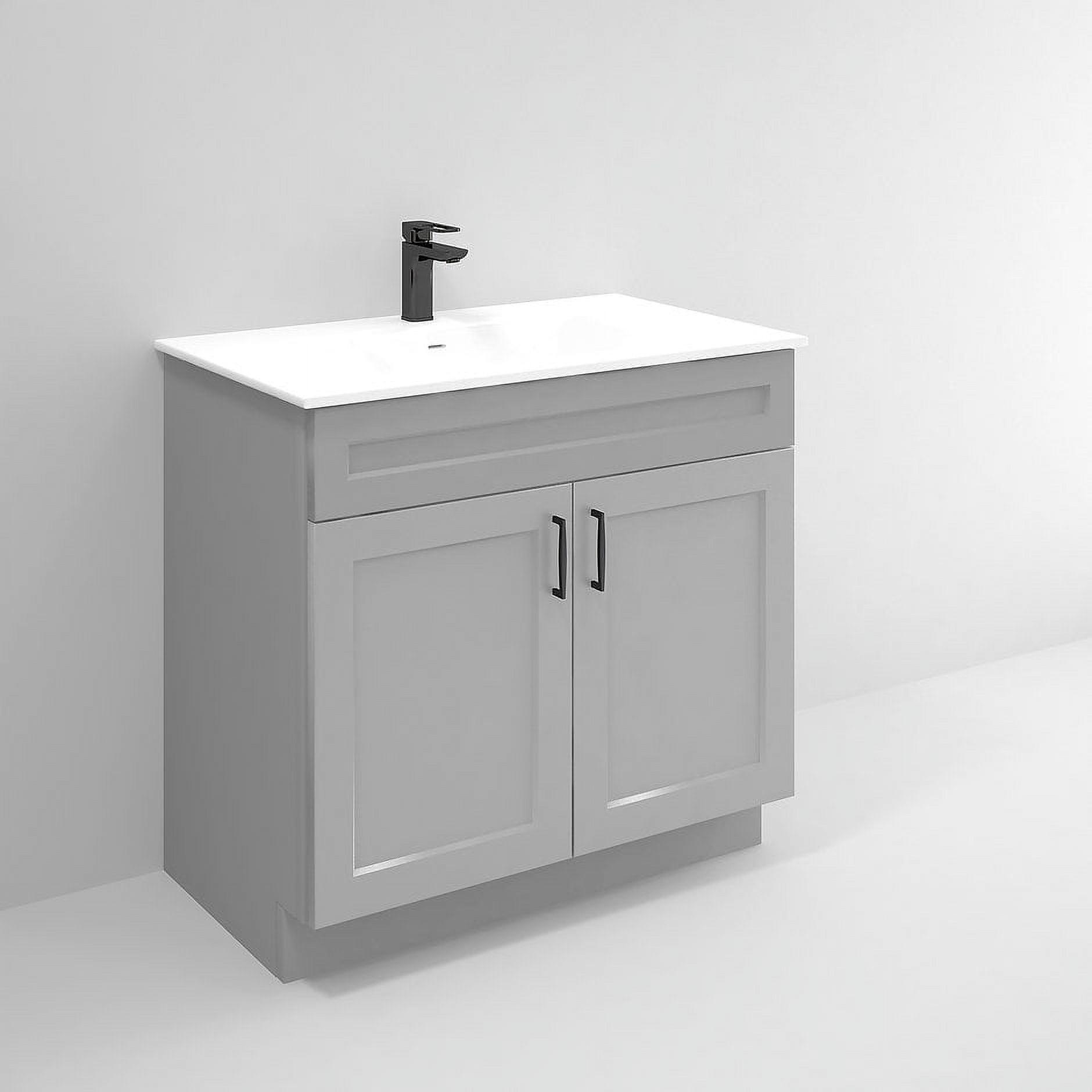 36" Grey Single Bathroom Vanity Sink Base Cabinet