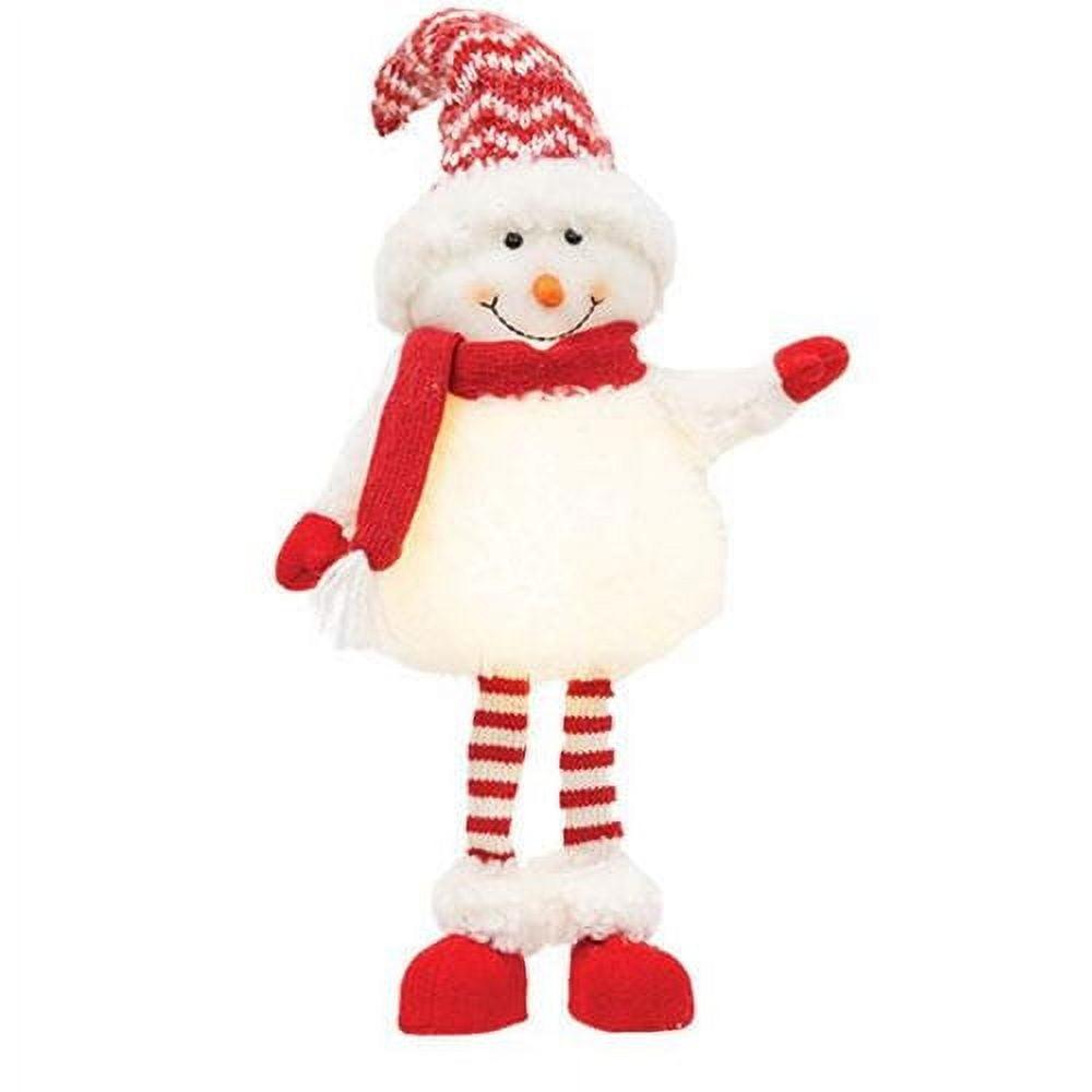 24.8" White Plastic Winter Snowman Figurine with Lights