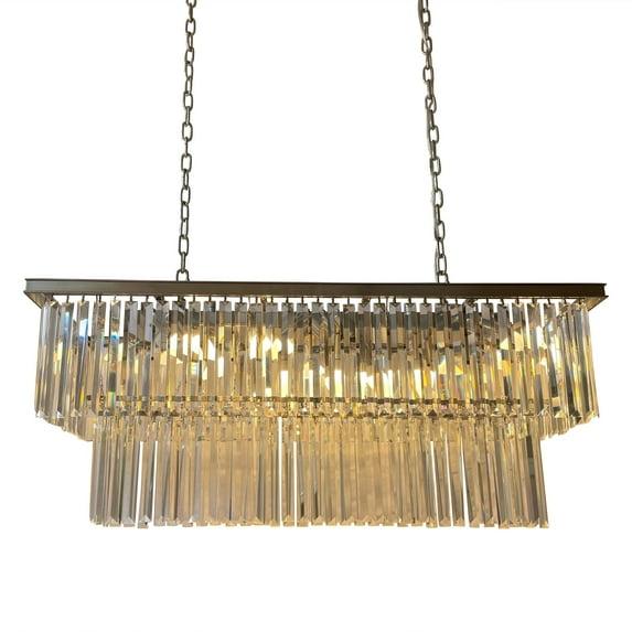 LightUpMyHome D'Angelo 40 Inch Clear Glass Crystal Prism Chandelier - N/A Brushed Nickel 13 Brushed Adjustable Nickel