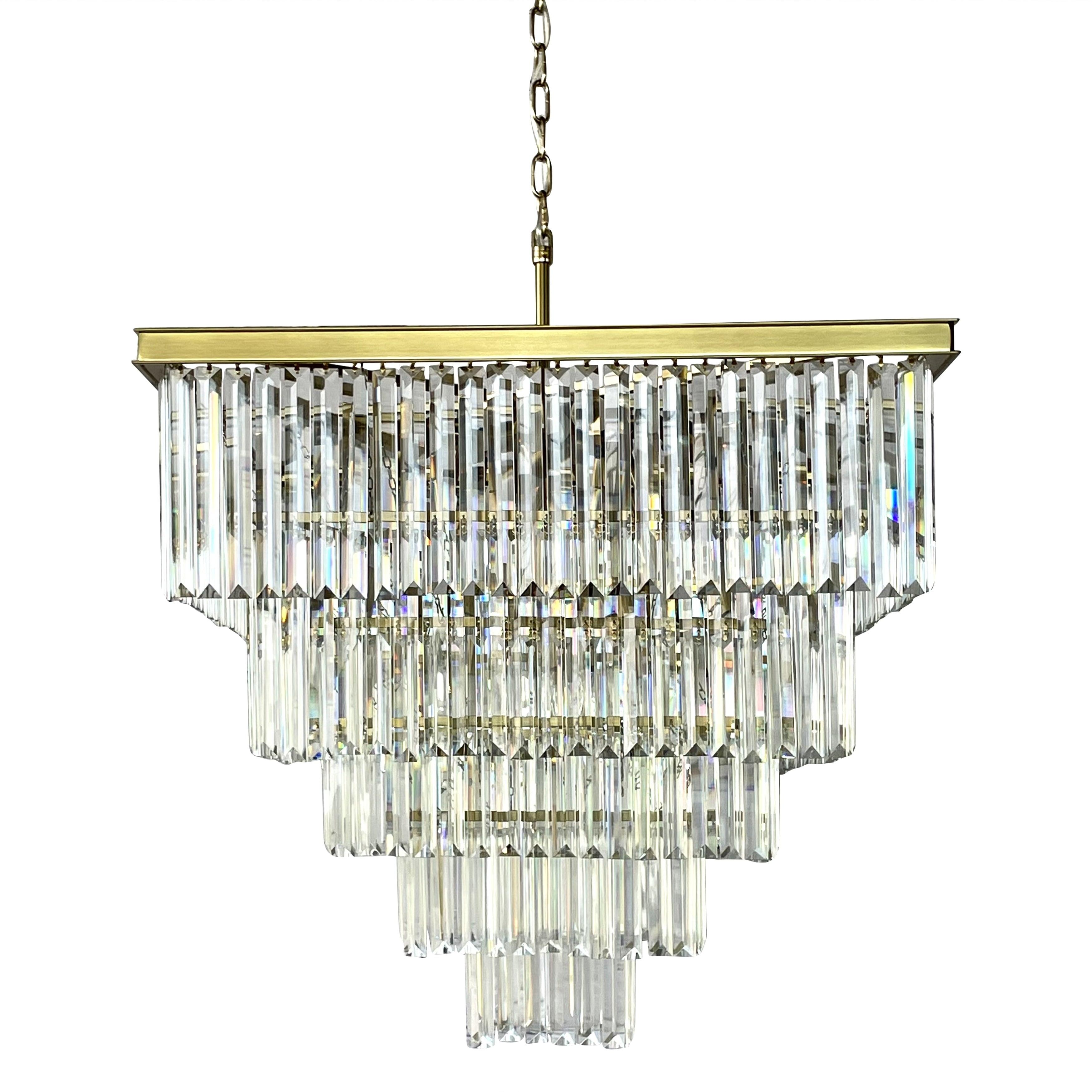 D'Angelo 16-Light Square Crystal Prism Chandelier in Black