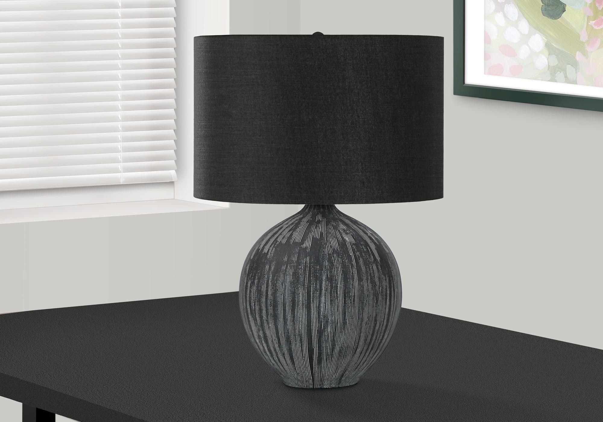 23" Black Ceramic Table Lamp with Black Shade