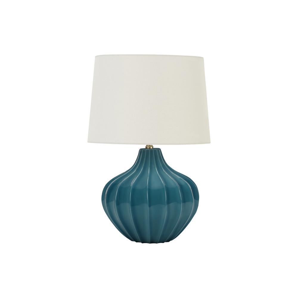 Monarch Specialties Lighting 24inchH Table Lamp Blue Ceramic Ivory / Cream Shade Transitional