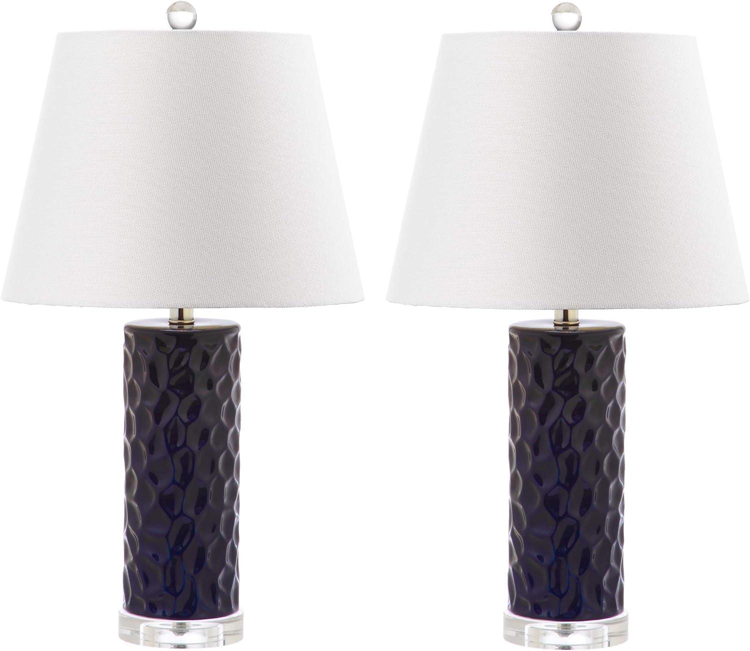 Dixon 24-Inch Navy Ceramic Table Lamp Set with Cotton Shades