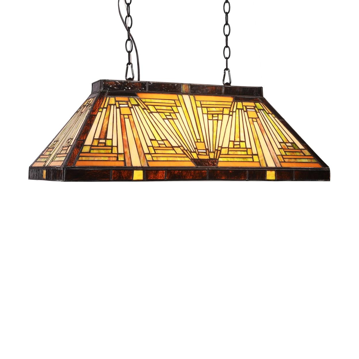 Innes Mission 3-Light Bronze and Glass Island Pendant