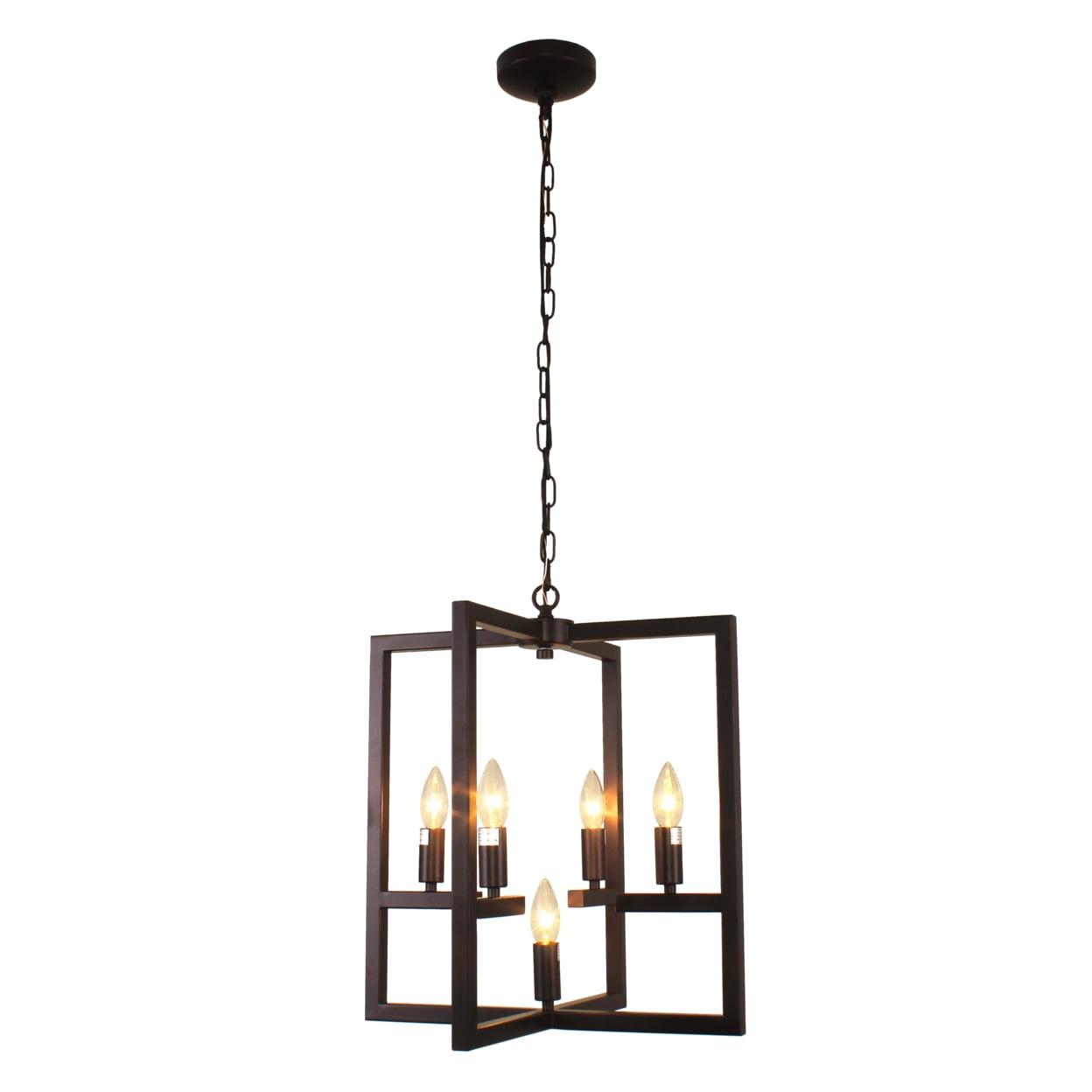 Chloe Lighting Ironclad Farmhouse 5 Light Oil Rubbed Bronze Ceiling Pendant 18" Wide