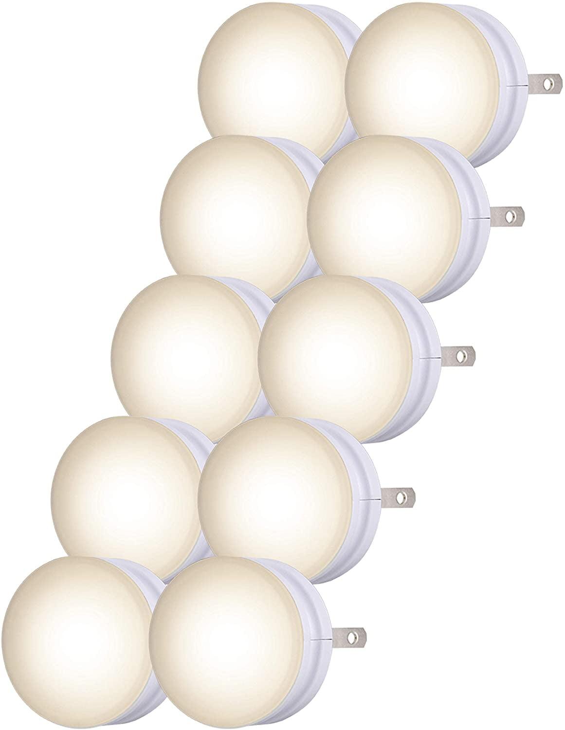 Lights by Night Mini LED Night Light, 10 Pack, Plug-in, Dusk to Dawn, Compact, UL-Listed, Ideal for Office, Bathroom, Bedroom, Nursery, Hallway, Kitchen, White, 55166, 10
