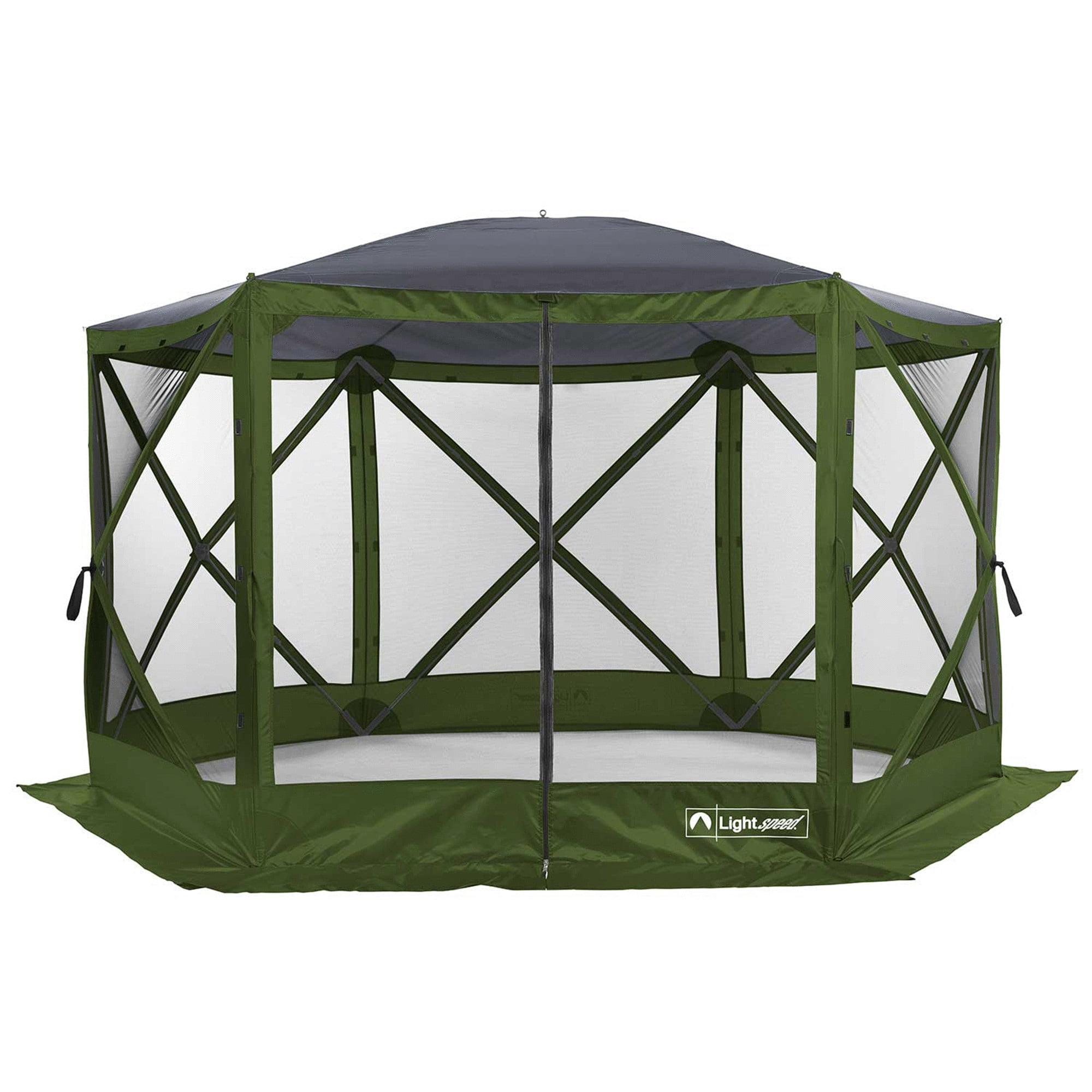 ECR4Kids ECR4Kids Lightspeed Outdoors Pop-Up 6-Sided Screen Shelter, Camping Gazebo, Green
