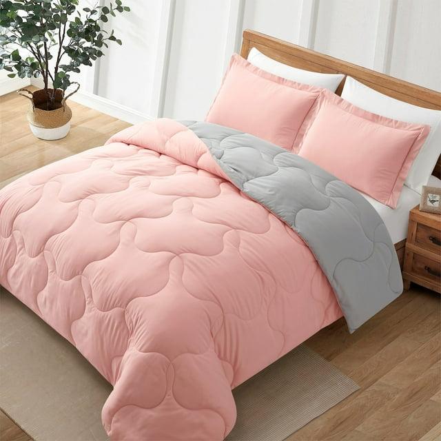 Lightweight Reversible Comforter Set 2 or 3 Pieces with Pillow Shams Twin Queen King