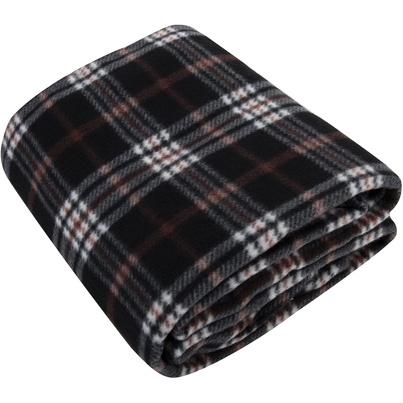 Brown Plaid Hypoallergenic Plush Throw Blanket for Pets