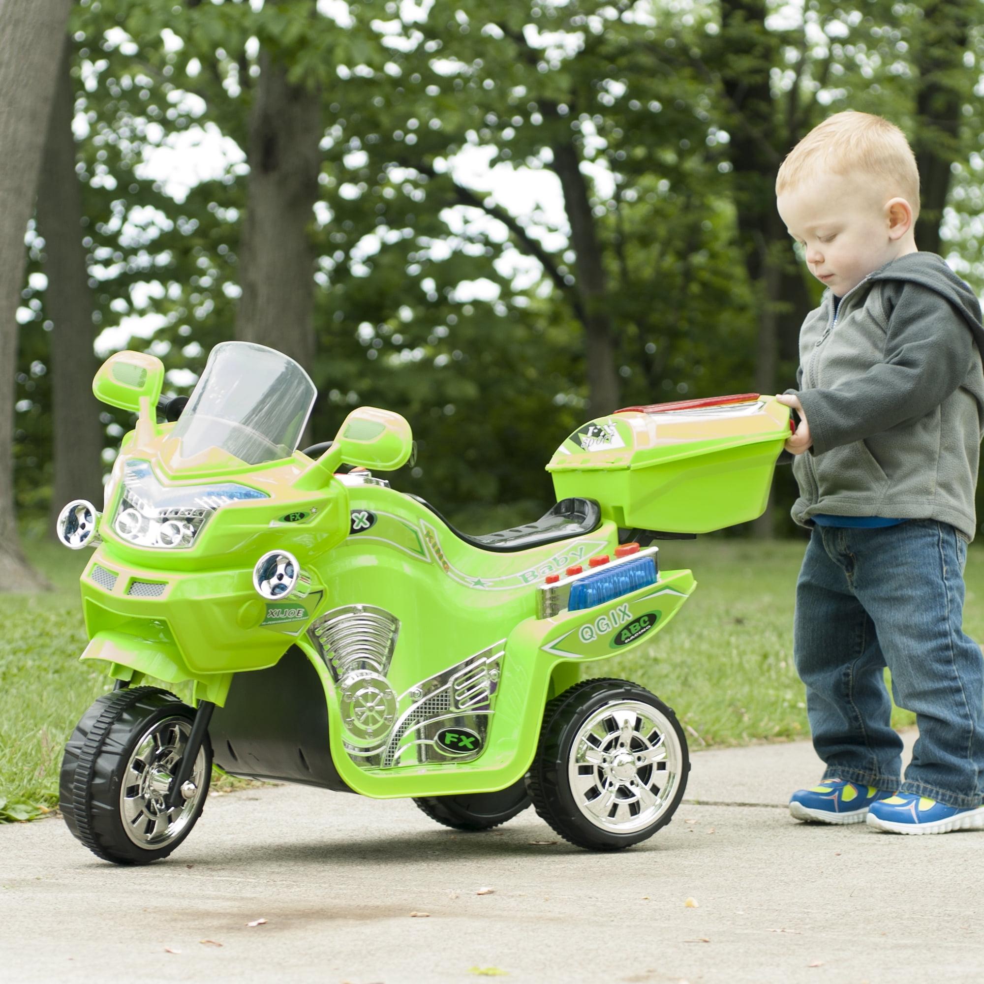 Green 6-Volt Electric 3-Wheel Motorcycle for Kids