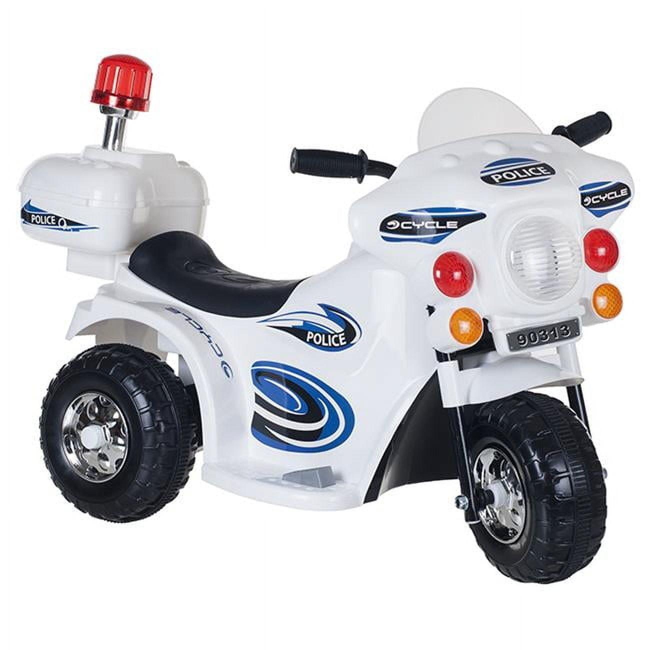 White 6-Volt Police Motorcycle Ride-On Toy