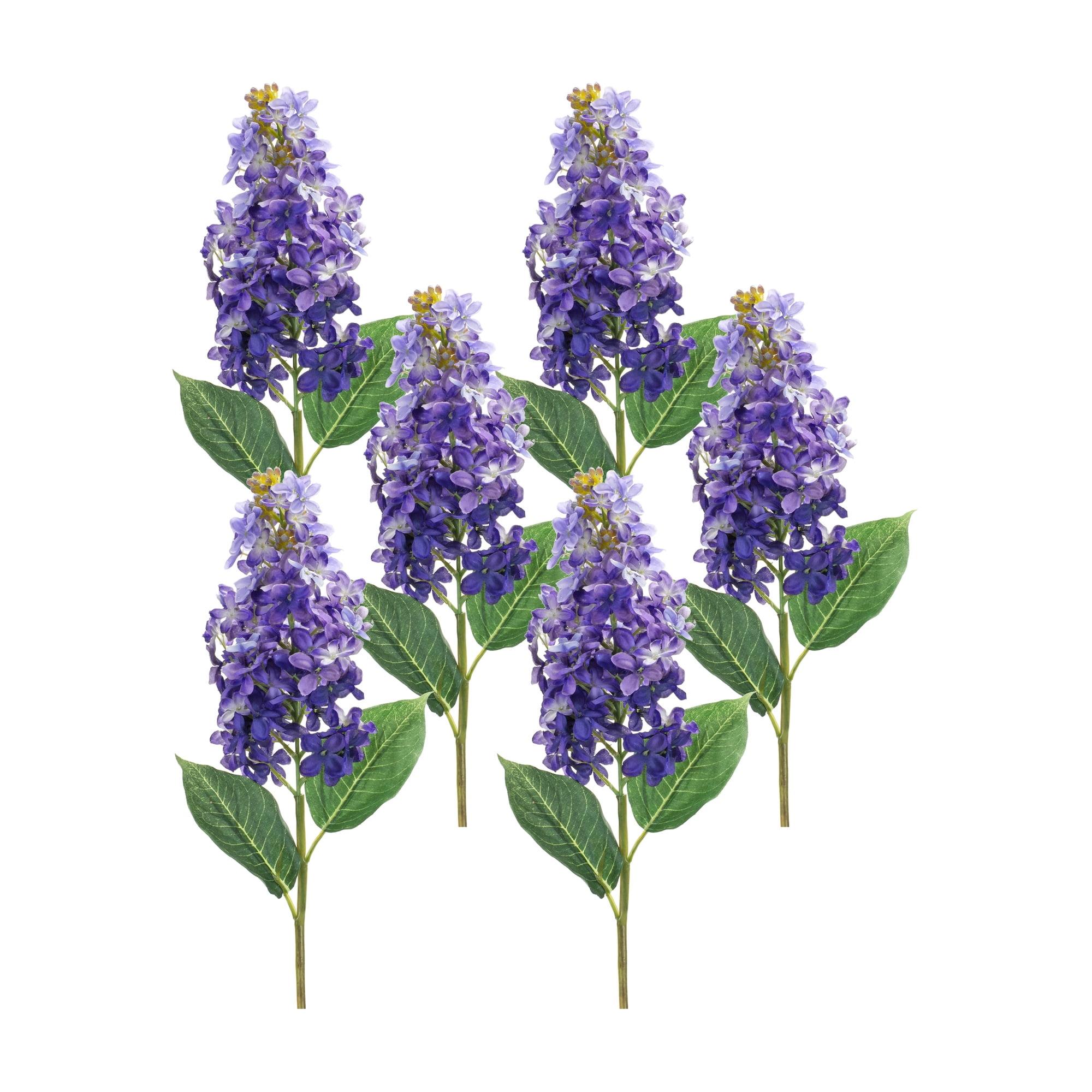 Lilac Bliss Polyester Floral Stems Set of 6 for Indoor/Outdoor Decor