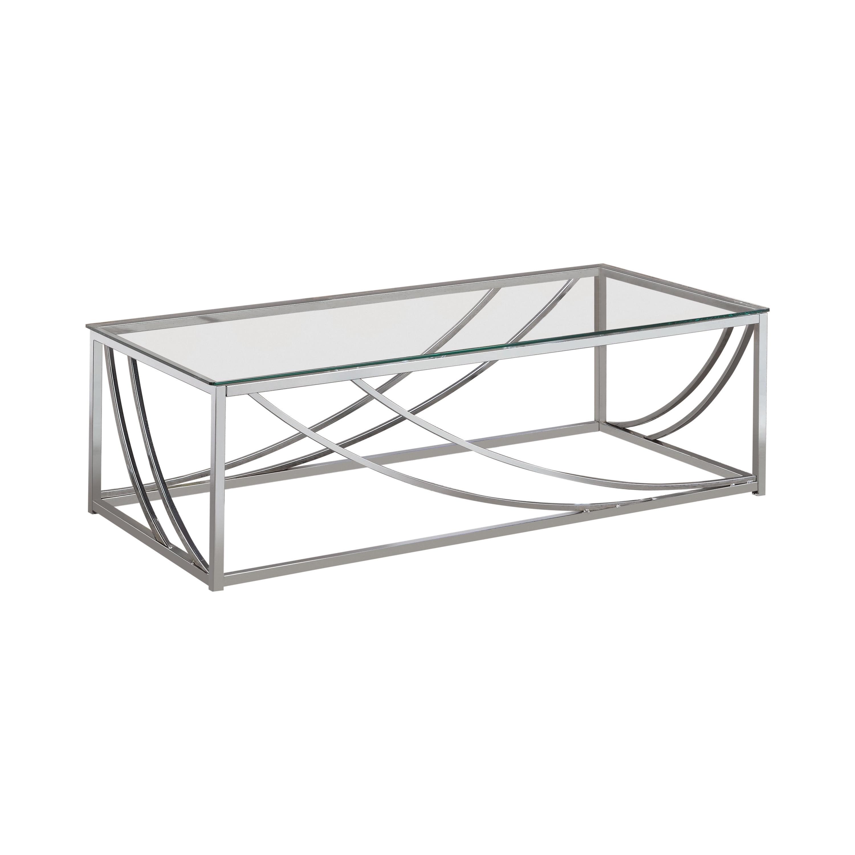 Elegance Chrome 47" Rectangular Coffee Table with Glass Top