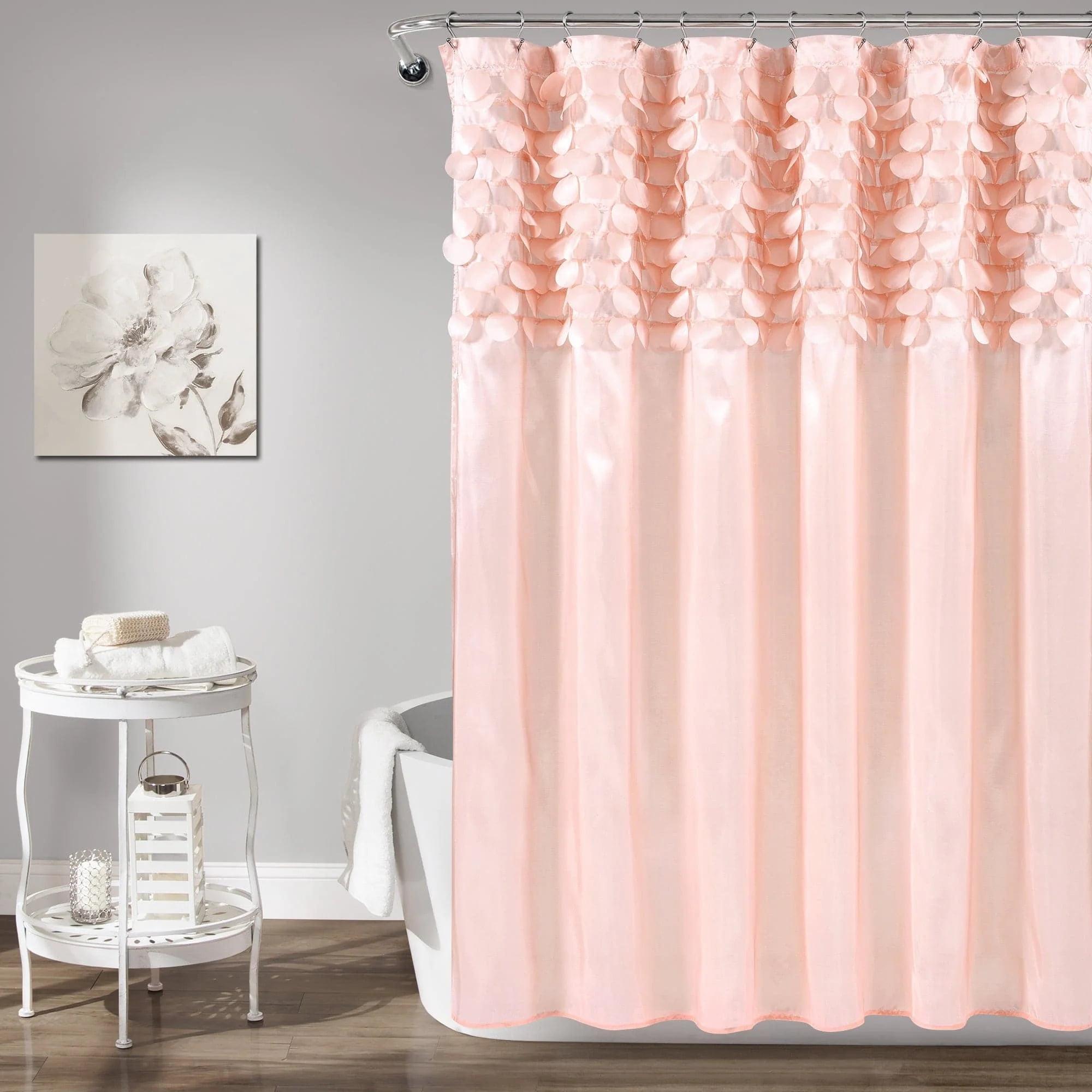 Blush Polyester 72" Textured Shower Curtain with 3D Circles