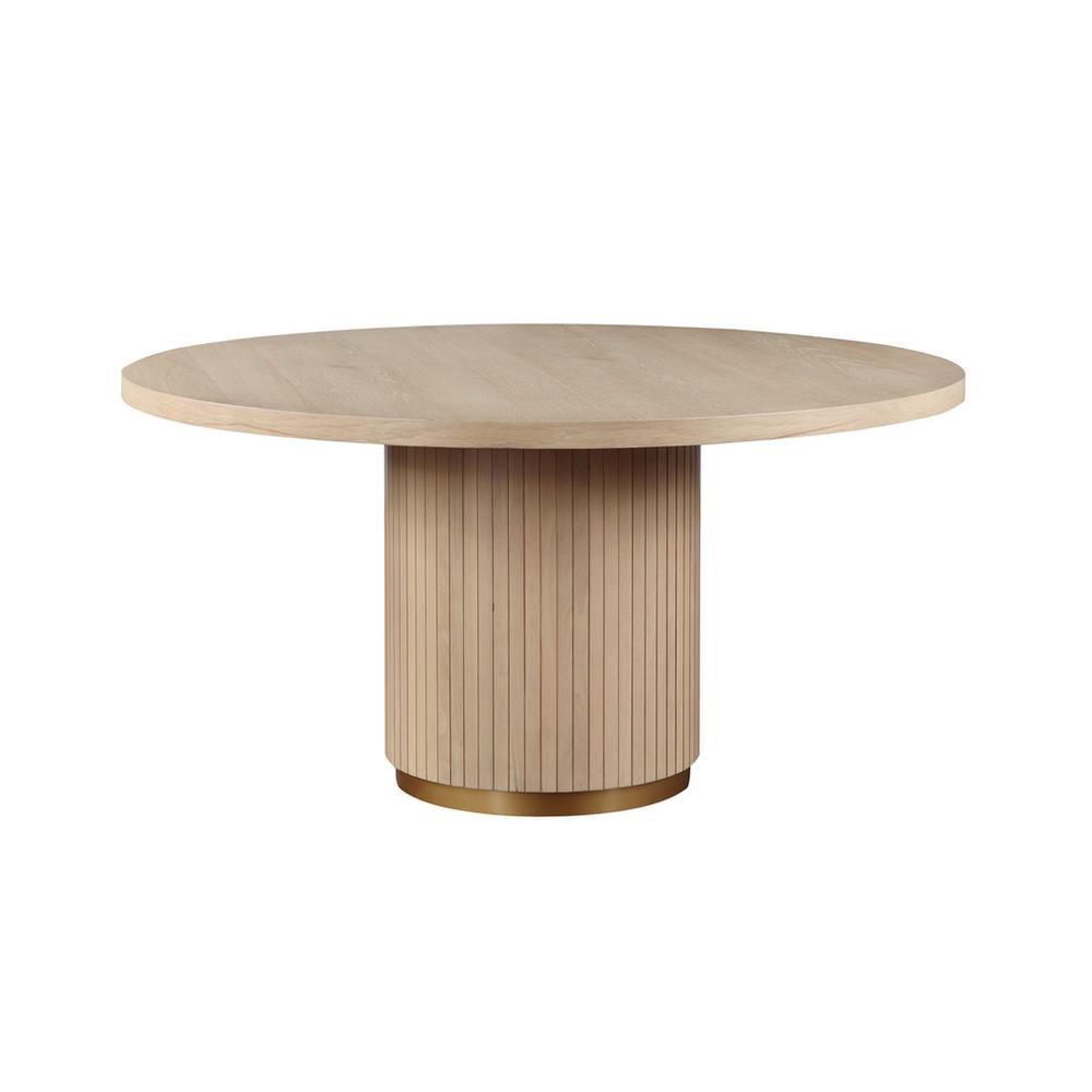 Lilola Home 59" Rectangle Pedestal Dining Table, Oak