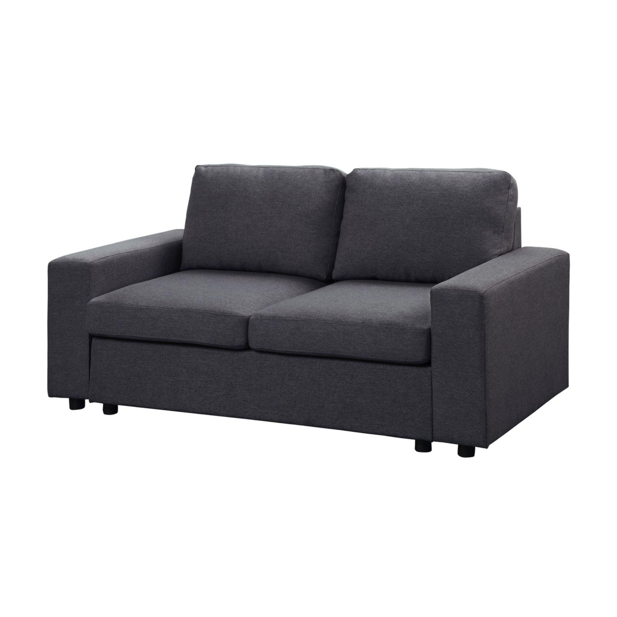 Brenton Dark Gray Linen Loveseat with Wood Frame