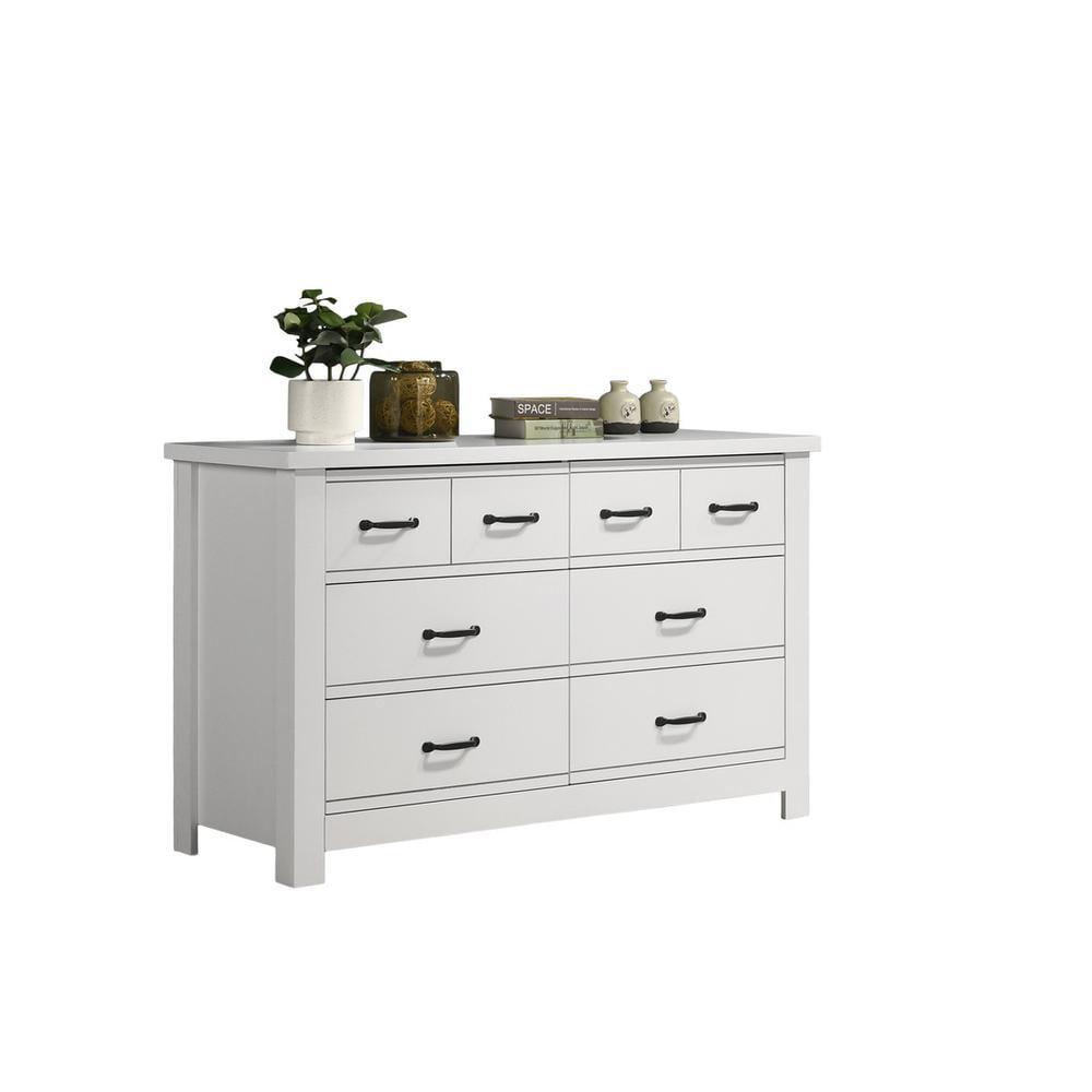 Cassini White Double Dresser with Black Handles