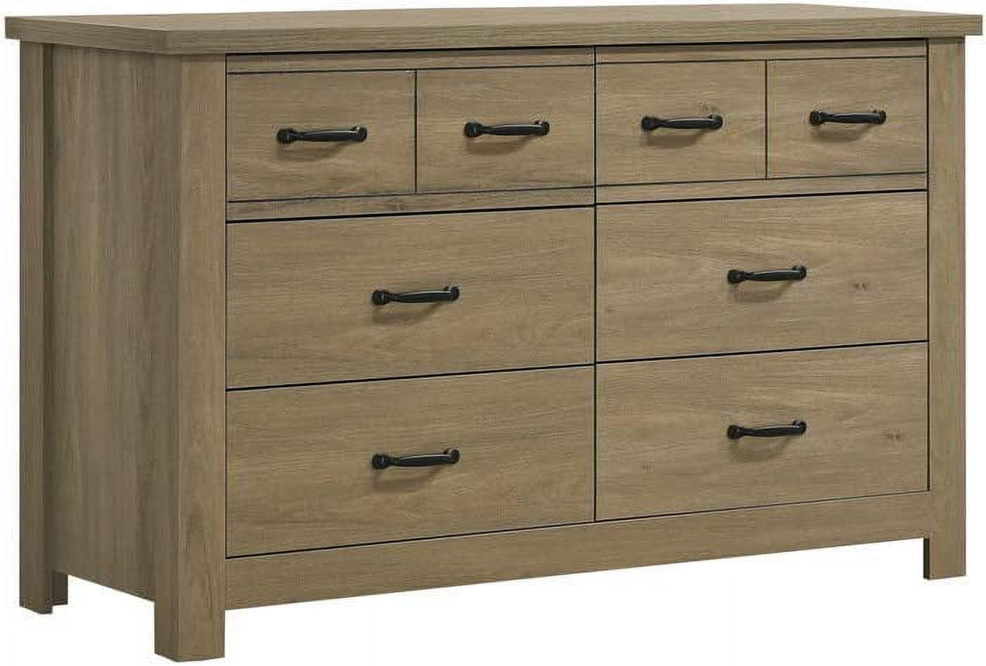 Finn Coffee Gray Oak Engineered Wood 6-Drawer Dresser with Black Handles