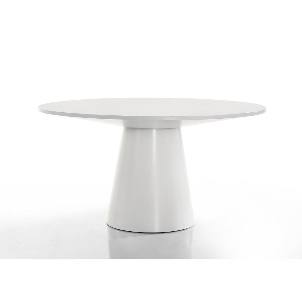 White Round Pedestal Base Contemporary Dining Table