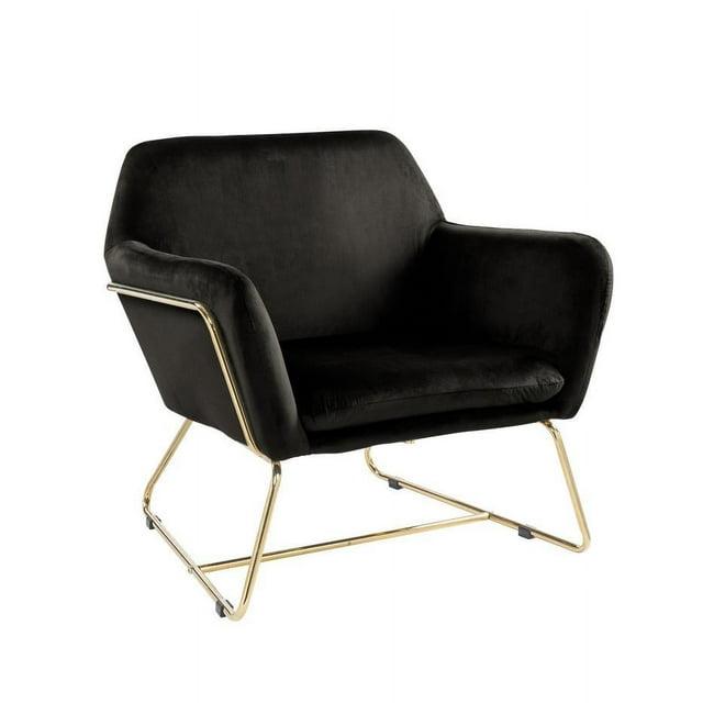 Lilola Home Keira Modern Soft Velvet Accent Arm Chair with Metal Base in Black