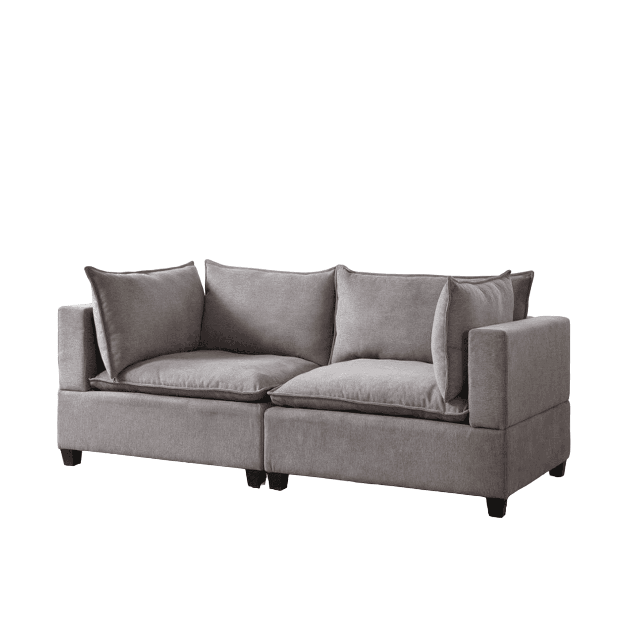 Modern Light Gray Fabric Loveseat with Down Feather Cushions