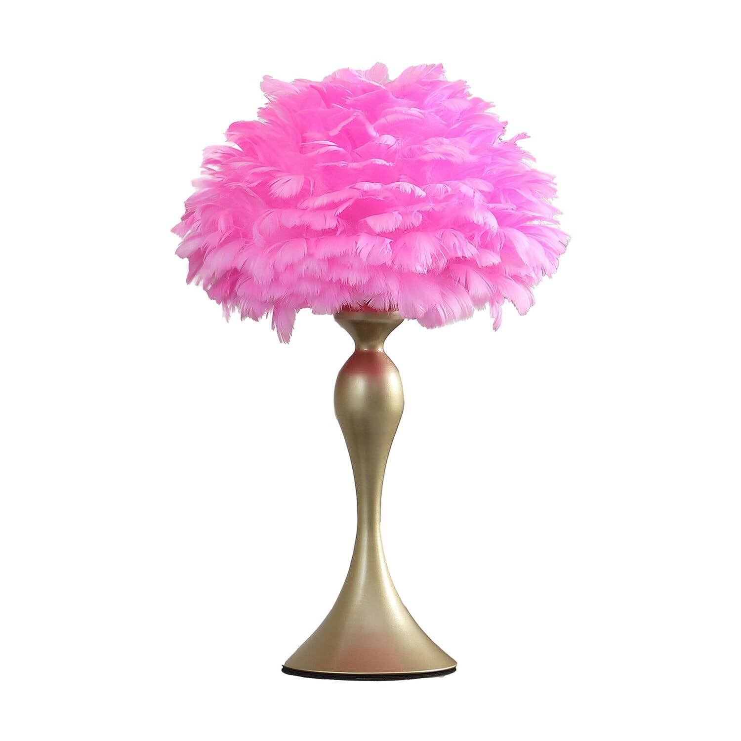 Lily 24 Inch Pink Feather and Gold Metal Table Lamp