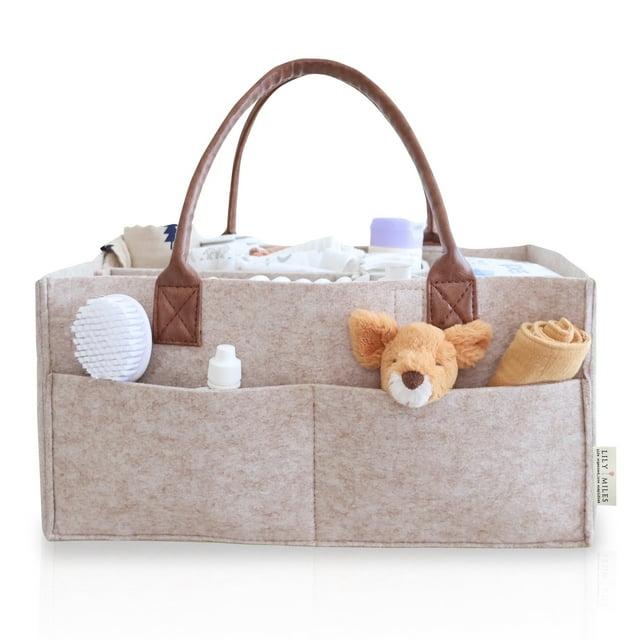 Lily Miles Baby Diaper Caddy Organizer - Nursery Storage Basket for Newborn Essentials - Shower Registry Gifts