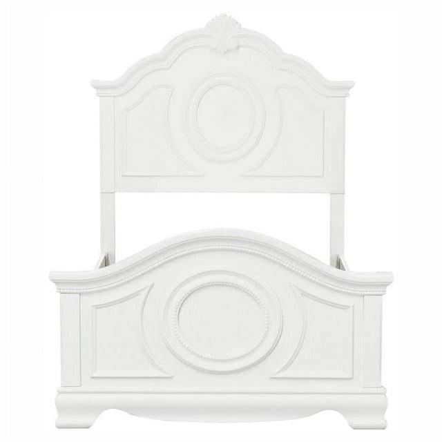 Lilya Traditional Bead Molding & Shell Motif Bed, Crisp White - Full Size