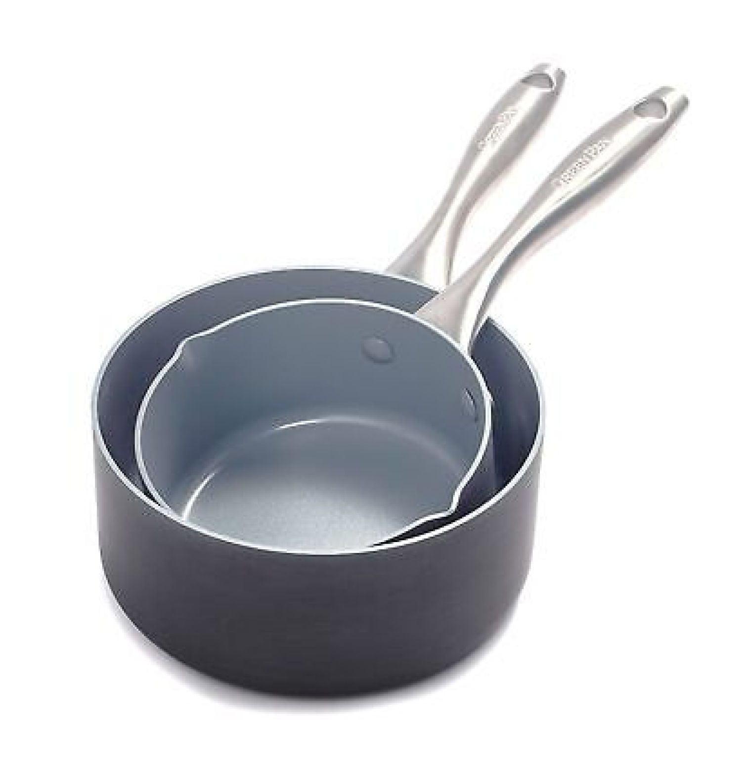 Gray Aluminum Nonstick 1QT and 2QT Saucepan Set