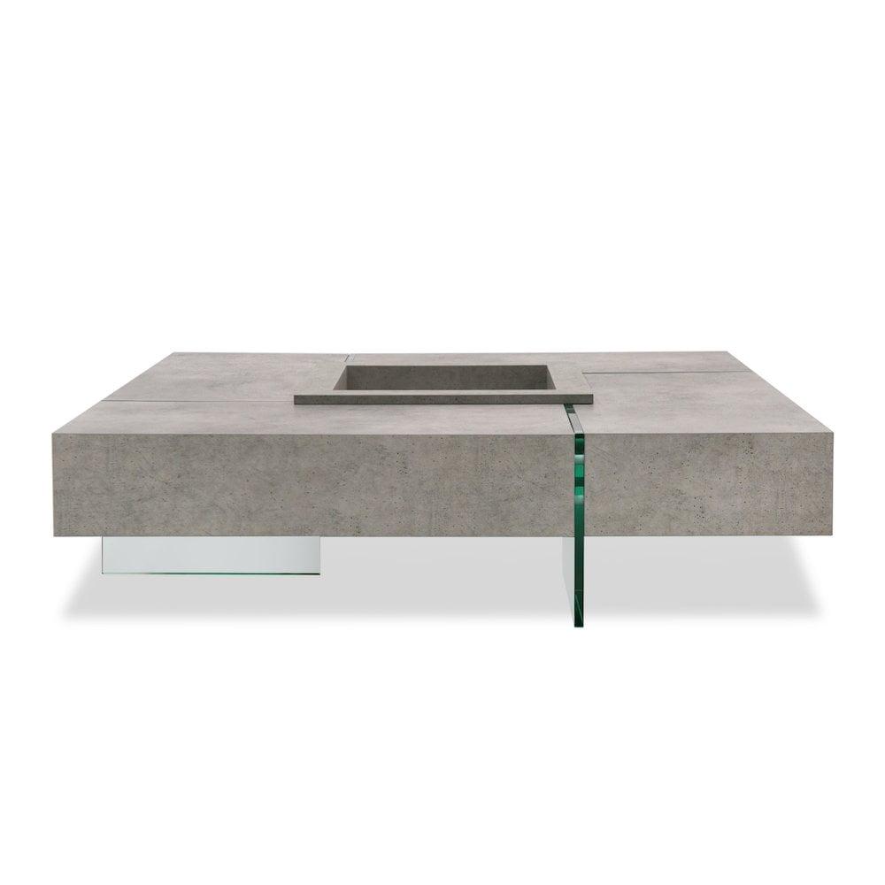 Limari Home Shauna Faux Concrete Wood and Glass Floating Coffee Table in Gray