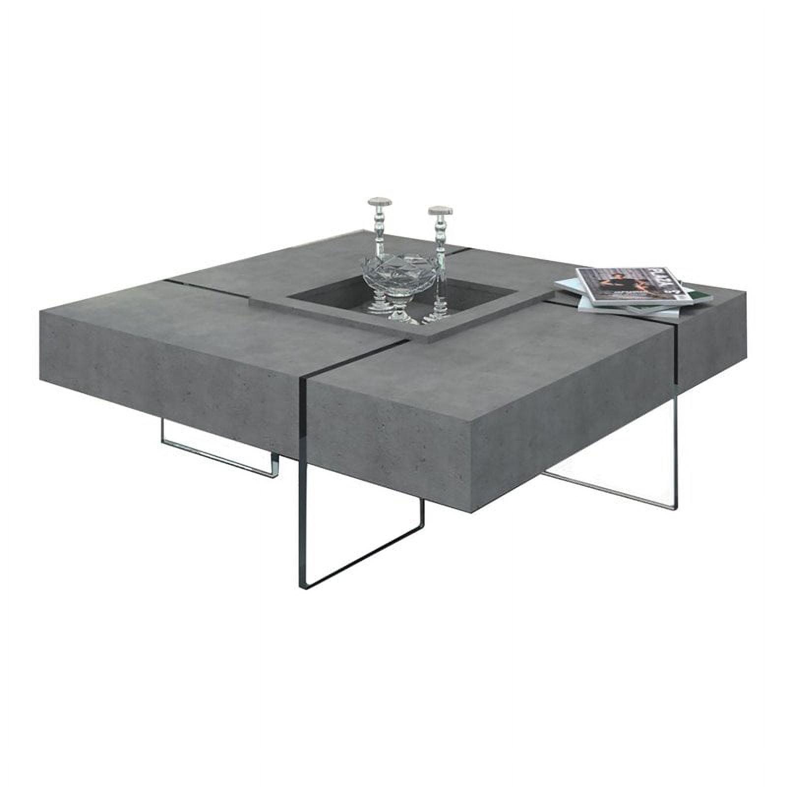 Modern Square Gray Glass Coffee Table with Floating Illusion