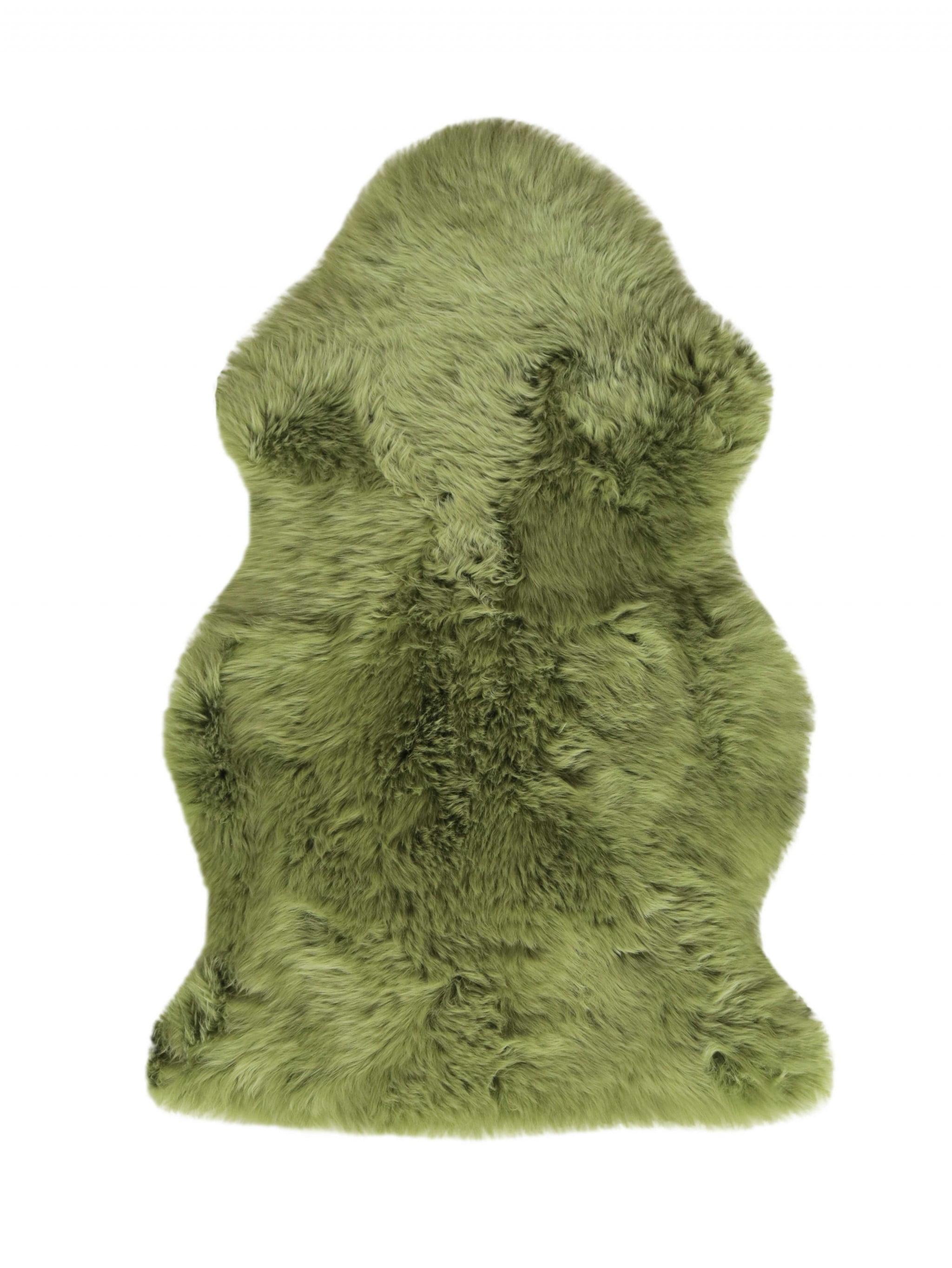 Luxe Lime Sheepskin Synthetic Rug 2.5' x 3' with Anti-Skid Backing