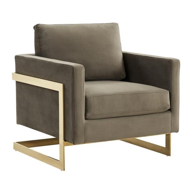 Home Indoor Furniture Lincoln Velvet Accent Armchair with Gold Frame - Dark Grey