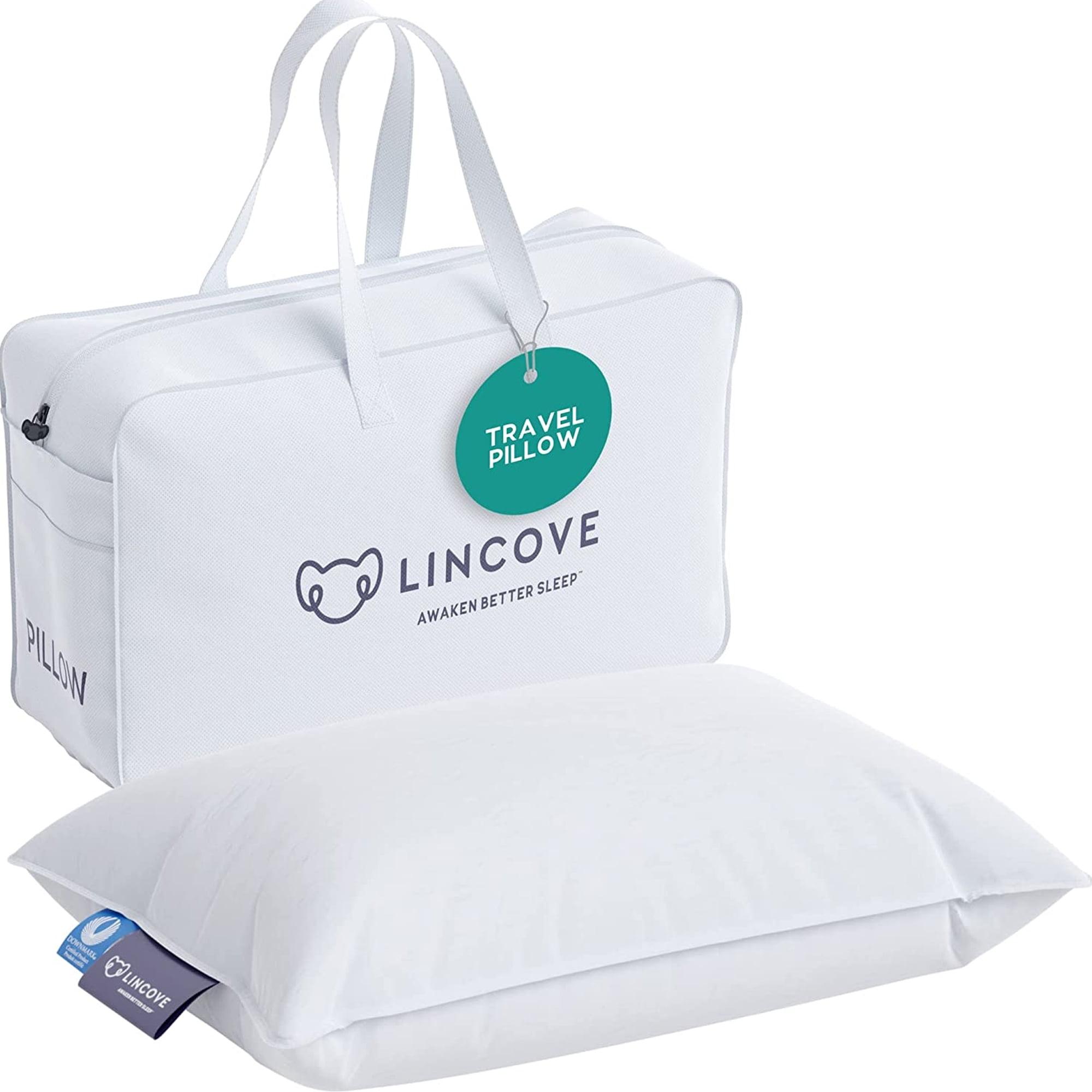 White Cotton Down Feather Travel Pillow with Tote Bag