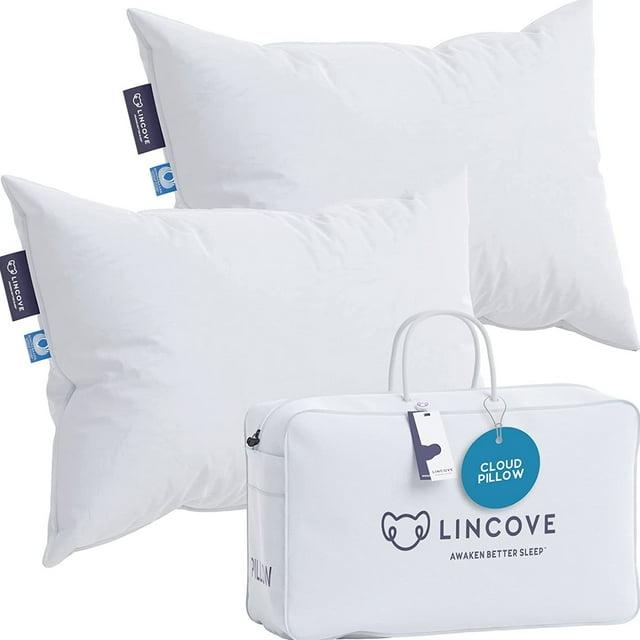 Lincove Cloud Canadian Down Luxury Sleeping  Pillow - 625 Fill Power, 500 Thread Count Cotton Sateen Shell, King - Soft, 2 Pack