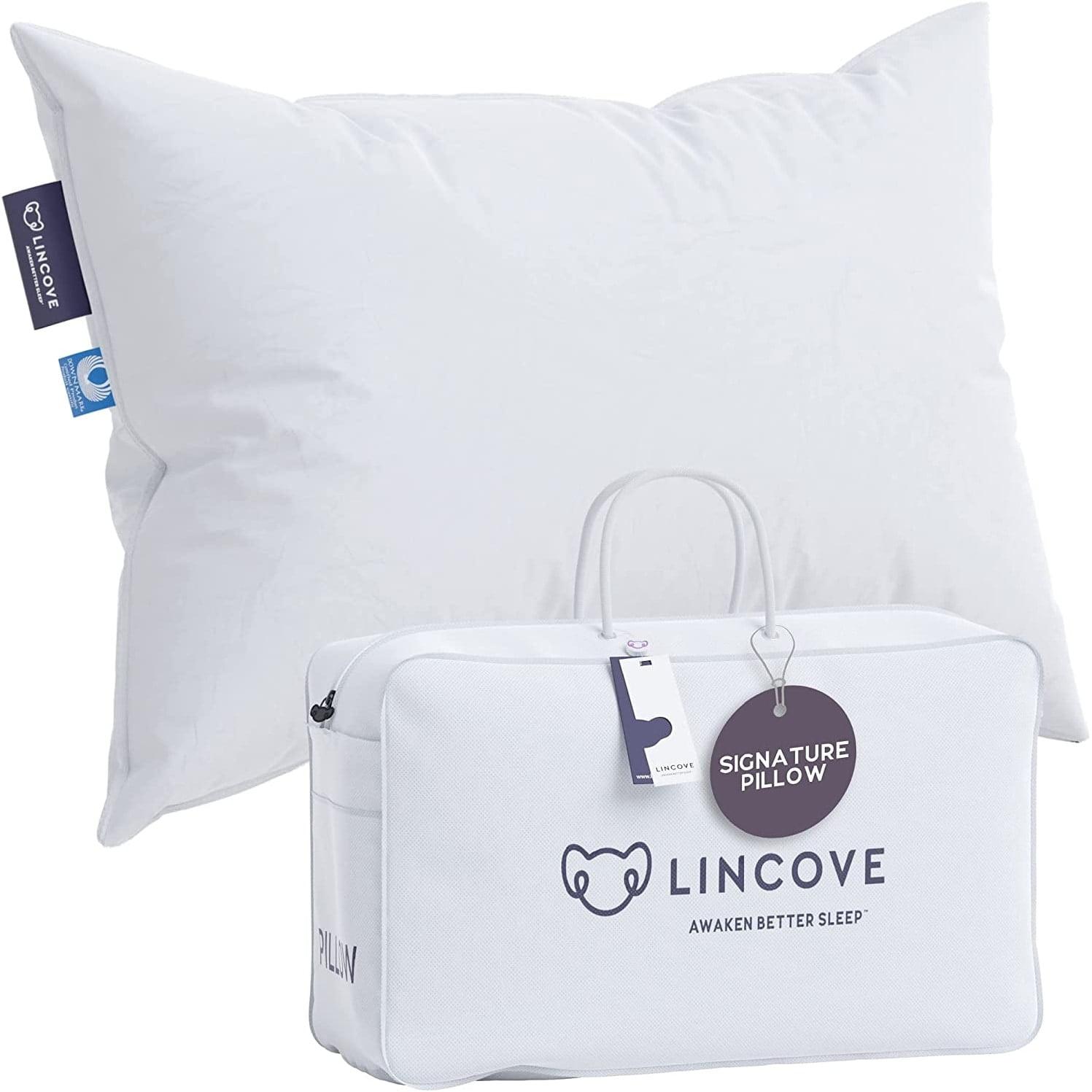 Lincove Signature 100% Canadian Down Luxury Sleeping Pillow - 800 Fill Power, 500 Thread Count Cotton Shell, 1 Pack