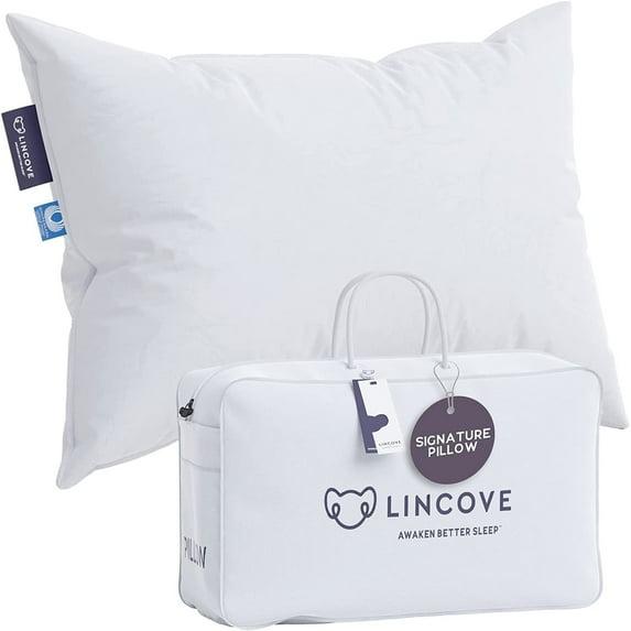 Lincove Signature 100% Canadian Down Luxury Sleeping Pillow - 800 Fill Power, 500 Thread Count Cotton Shell, Standard - Soft, 1 Pack