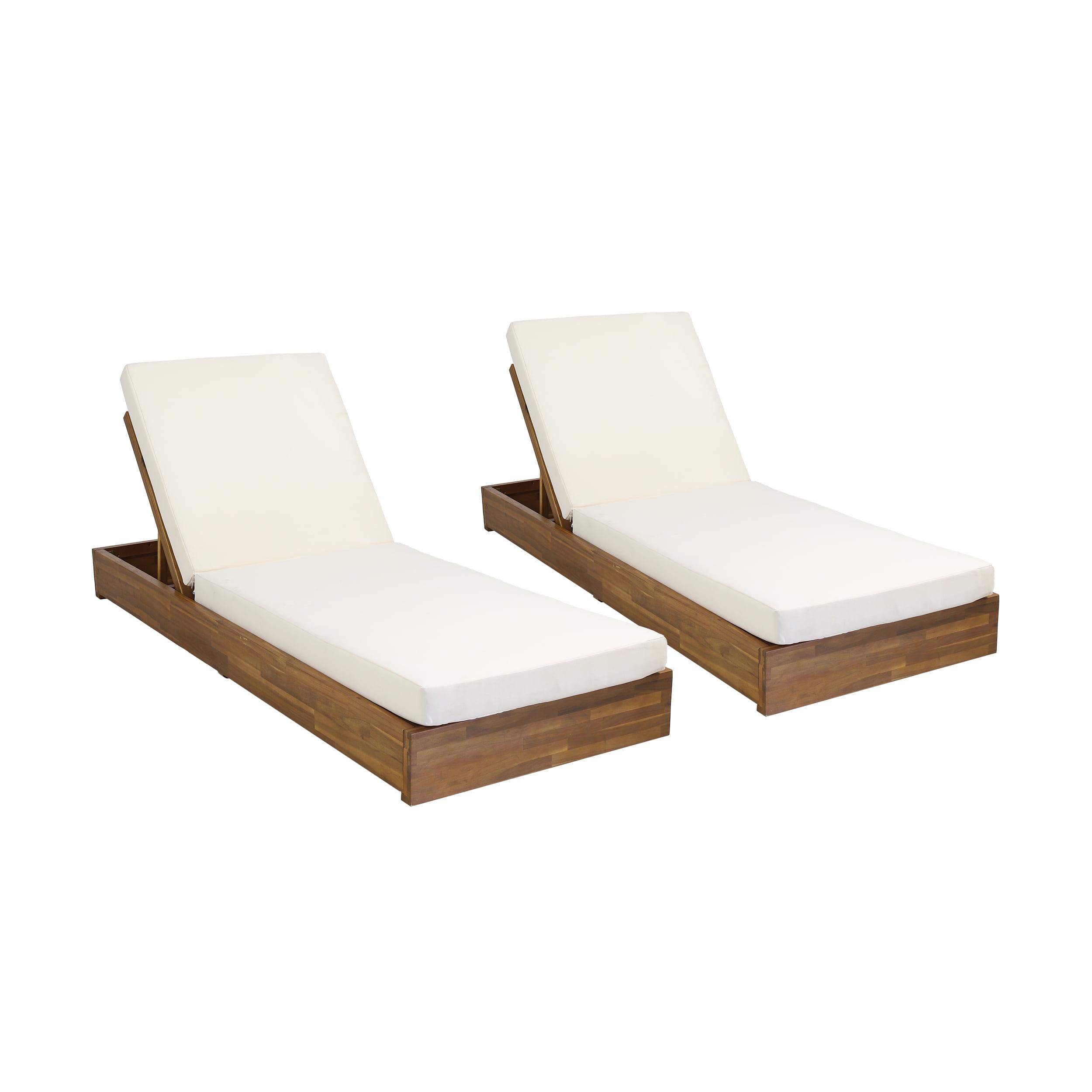 Leite 29.5'' Outdoor Acacia Chaise Lounge Set