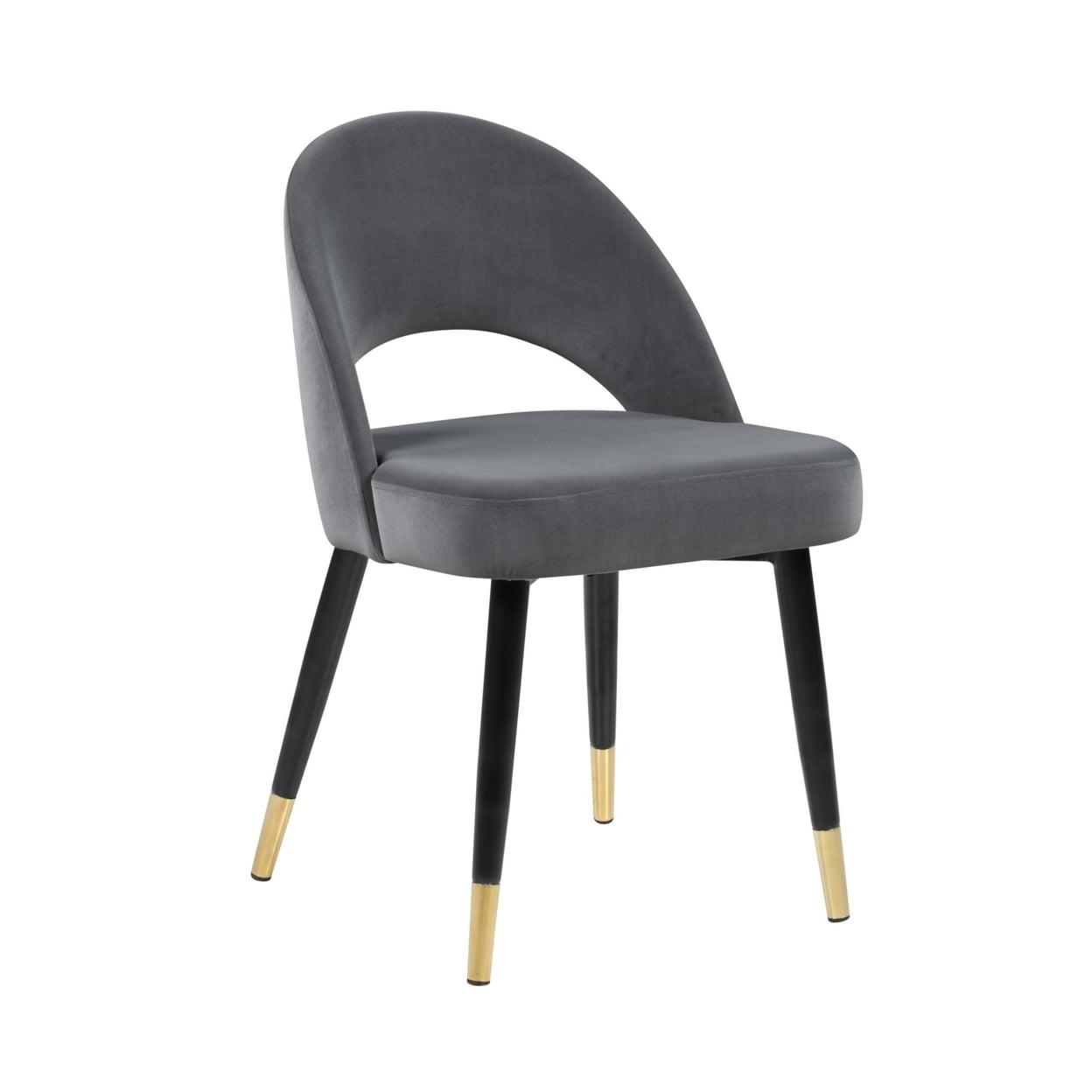 Gray Faux Leather Upholstered Side Chair with Gold Accents