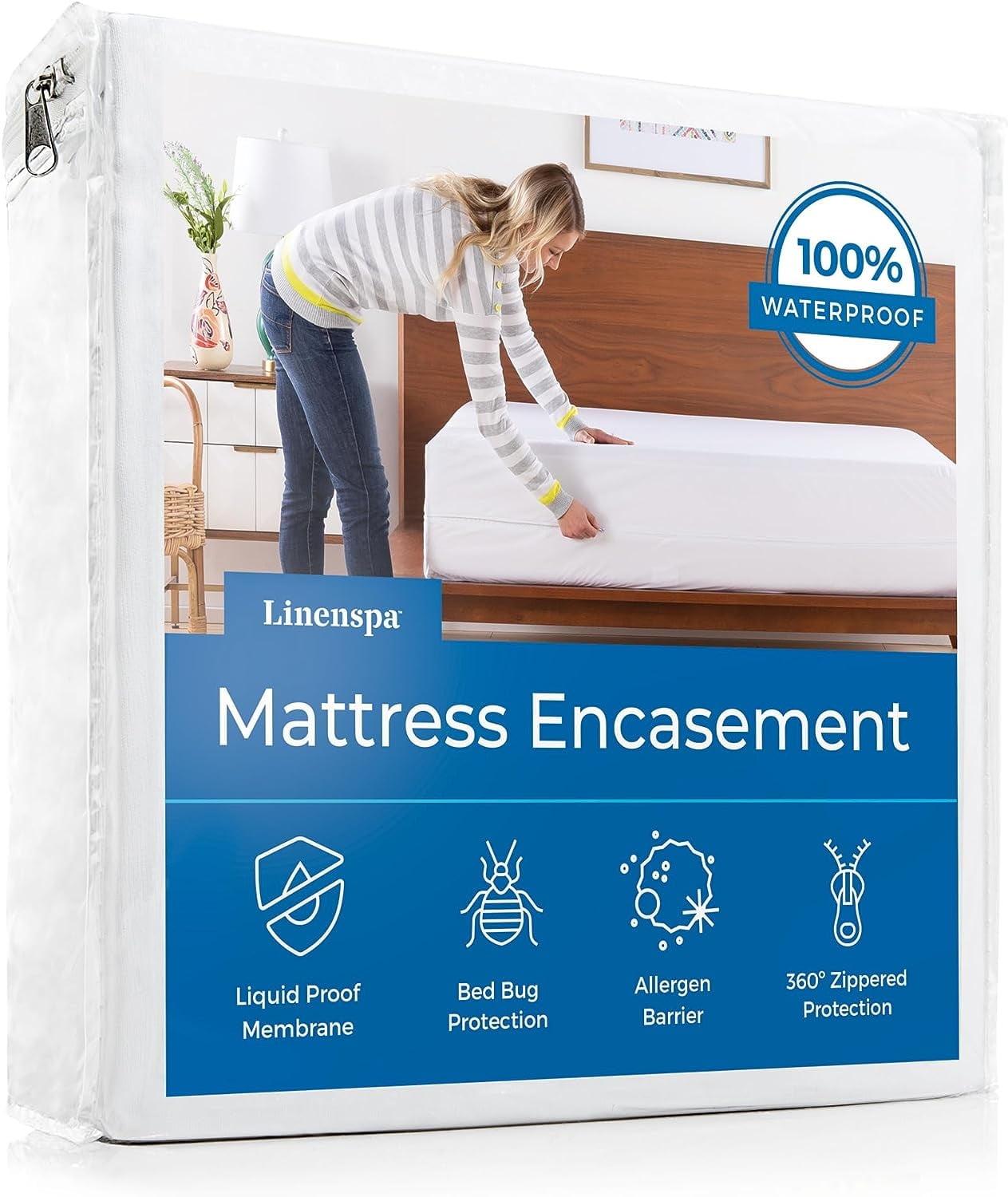 Linenspa Twin White Waterproof Zippered Mattress Encasement