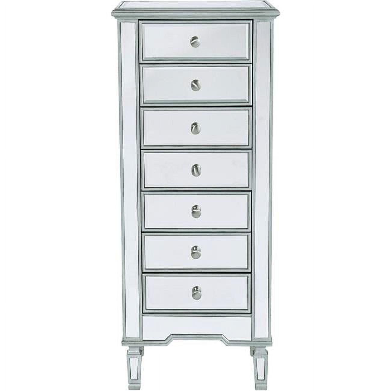 Elegant Decor Reflexion 7 Drawer Petite Mirrored Lingerie Chest in Silver