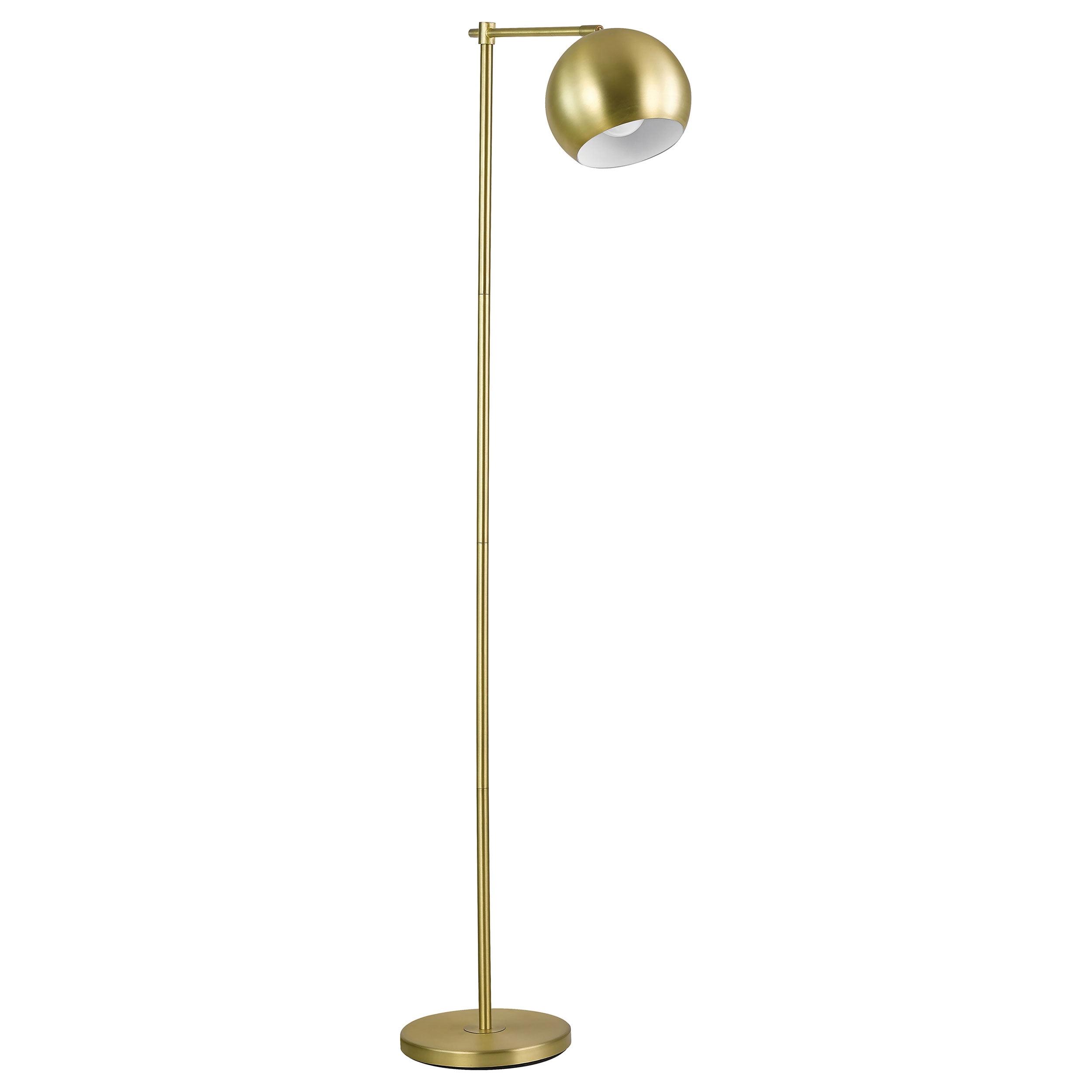 Sleek Transitional Brass Floor Lamp with Rounded Shade