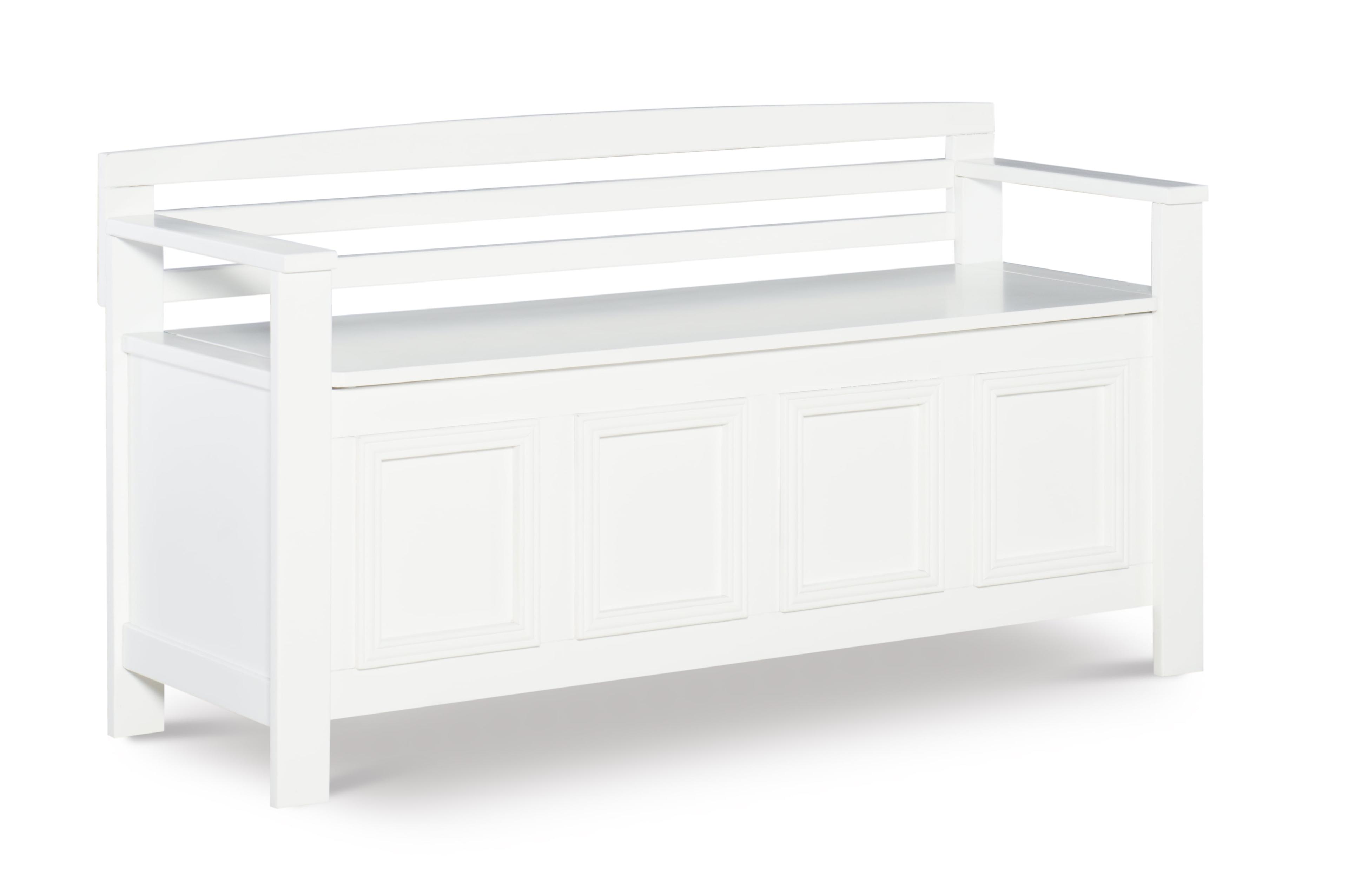 46" Laredo Solid Wood Storage Bench White - Linon: Entryway Flip Top, Ladderback Design