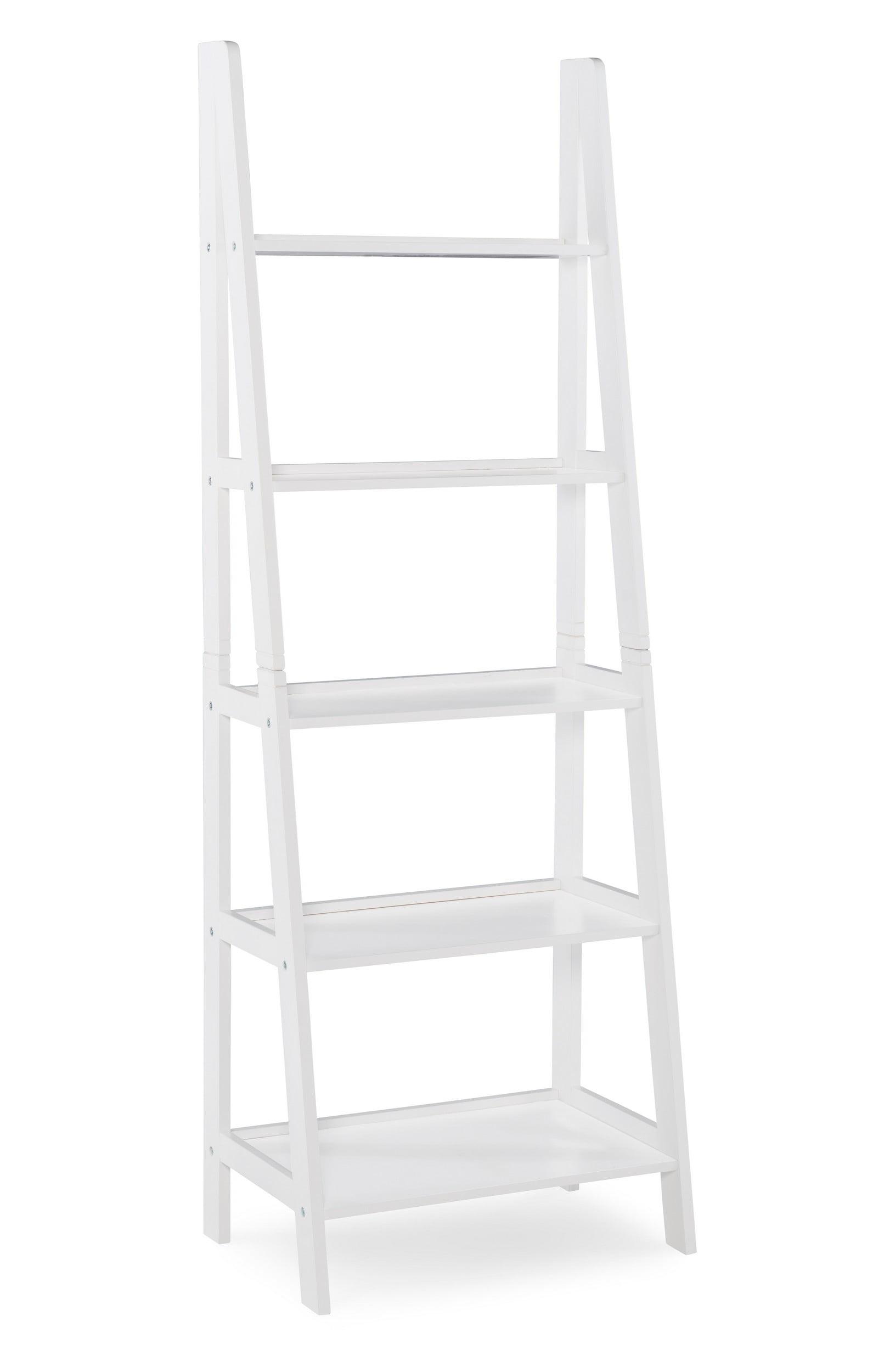 Elevate White Wooden 5-Shelf Ladder Bookcase